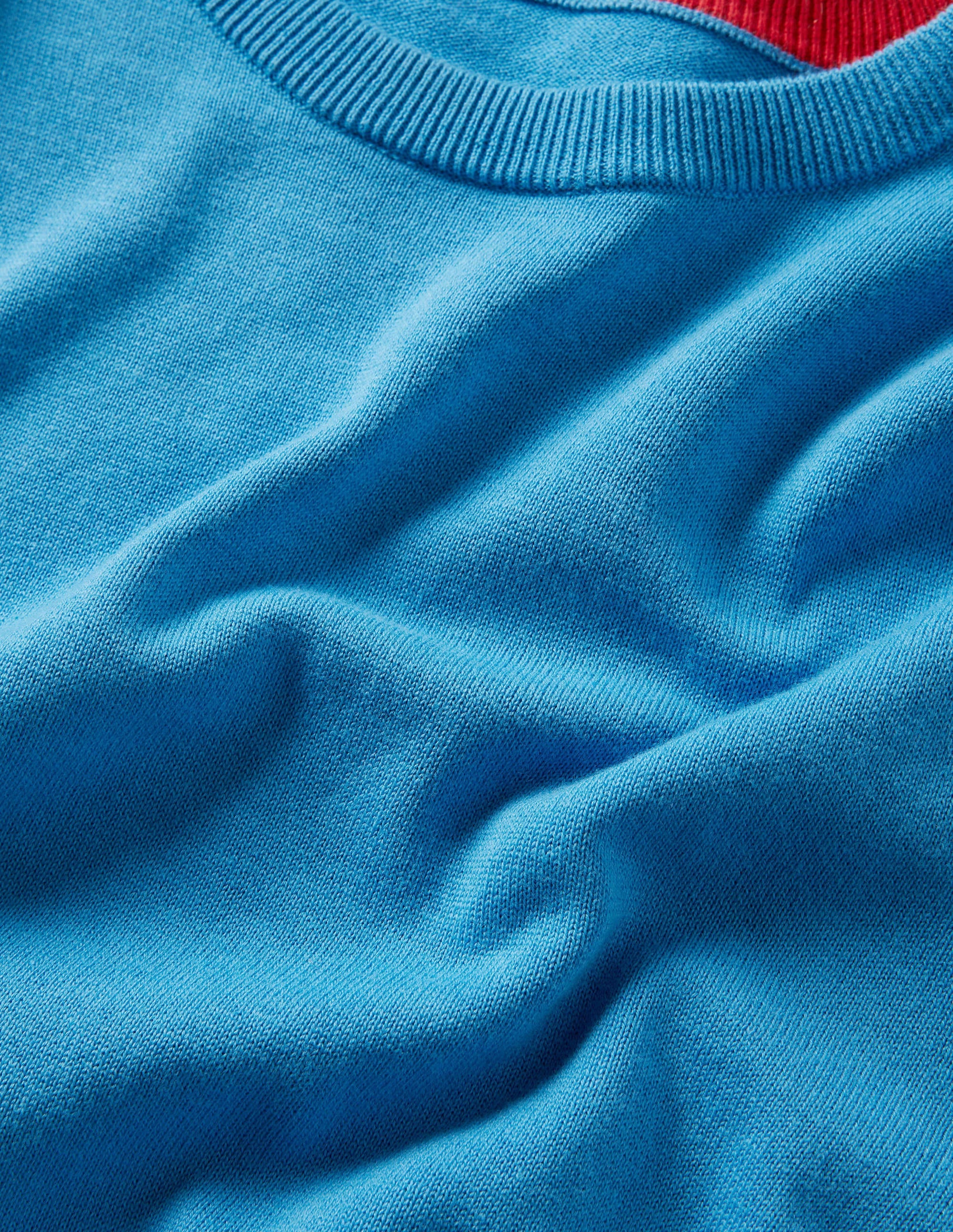 Baumwoll-Kaschmir-Pullover mit Rundhalsausschnitt-Blau Meliert - Image 5