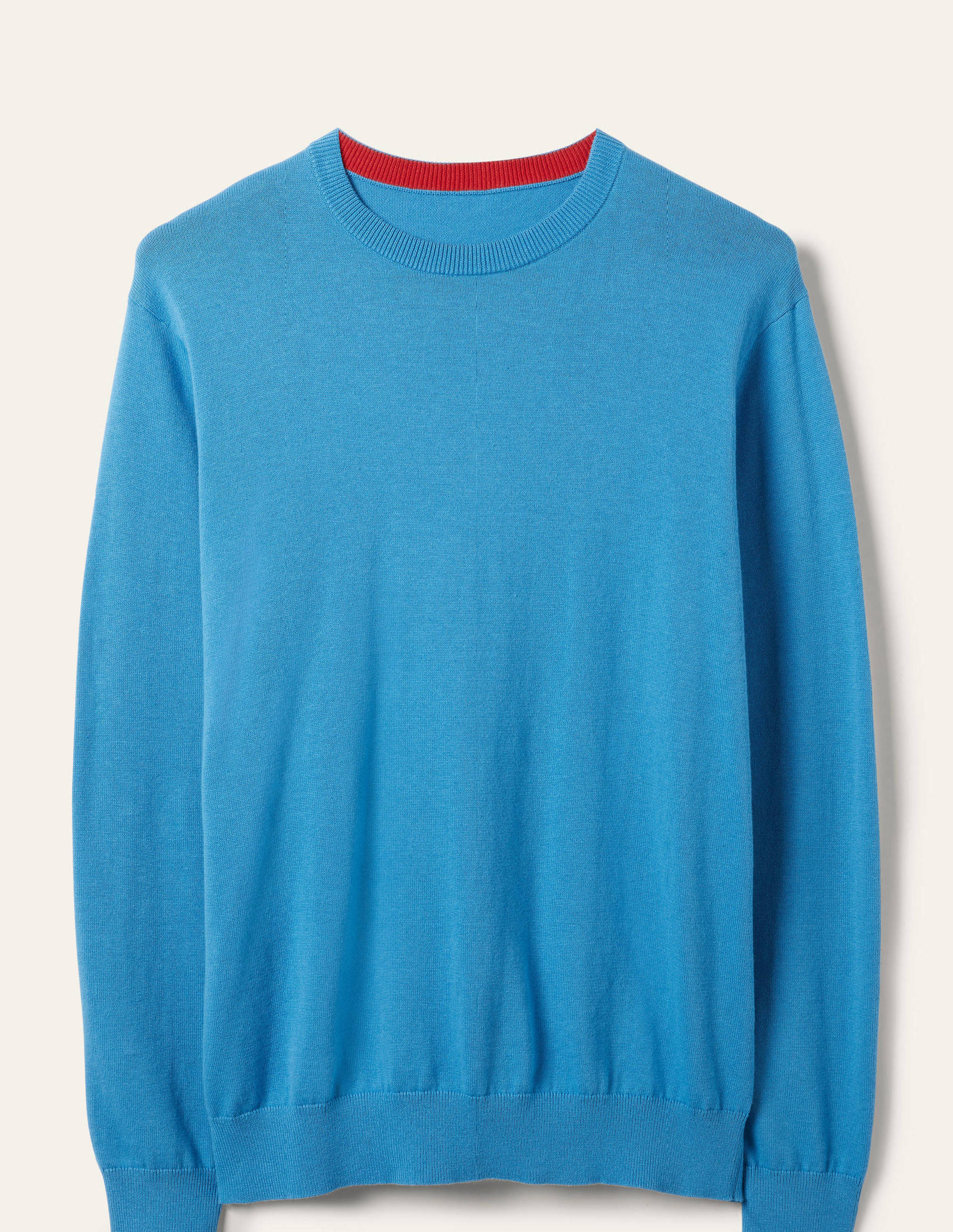 Baumwoll-Kaschmir-Pullover mit Rundhalsausschnitt-Blau Meliert - Image 6