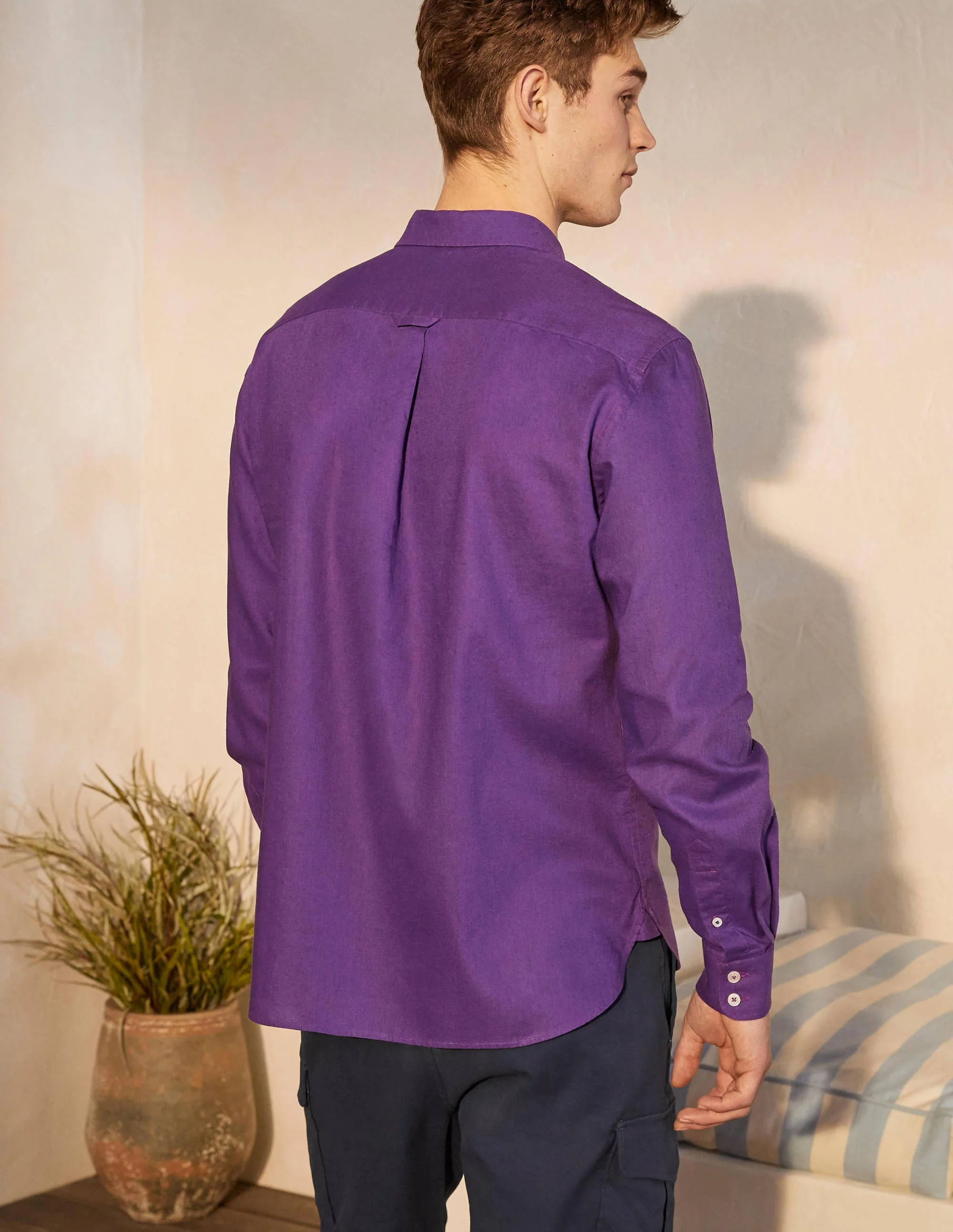 Baumwollleinen-Hemd-Sattes Violett - Image 3