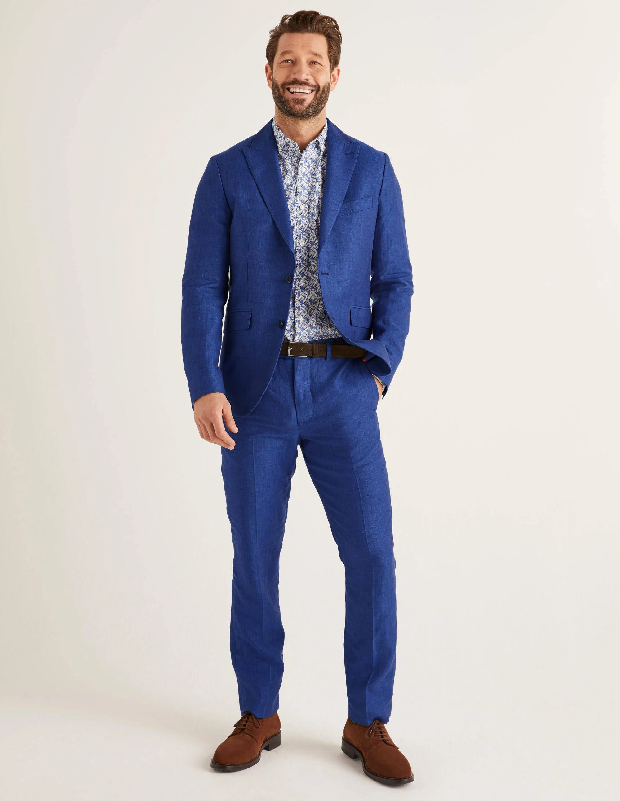 Belgravia Leinenblazer-Blau, Fischgrätmuster