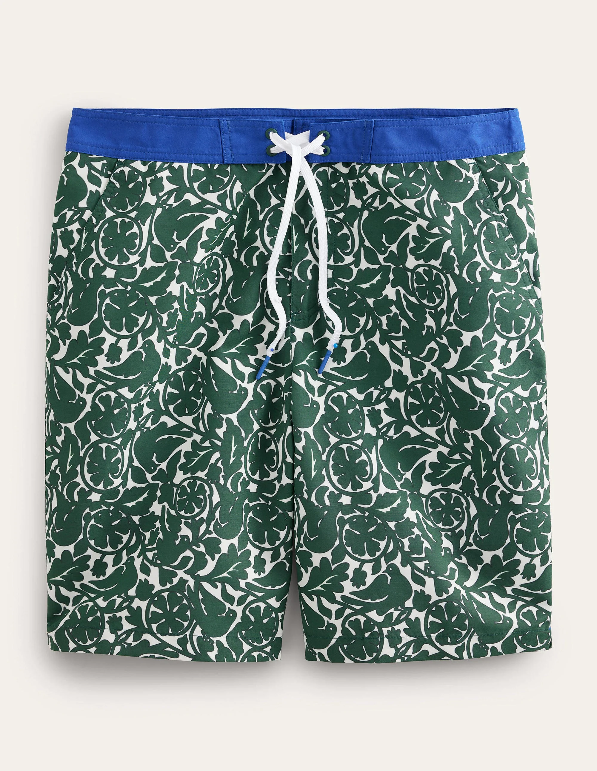 Bermudas mit fixiertem Taillenbund-Fischreihergrün, Vogelmuster - Image 5