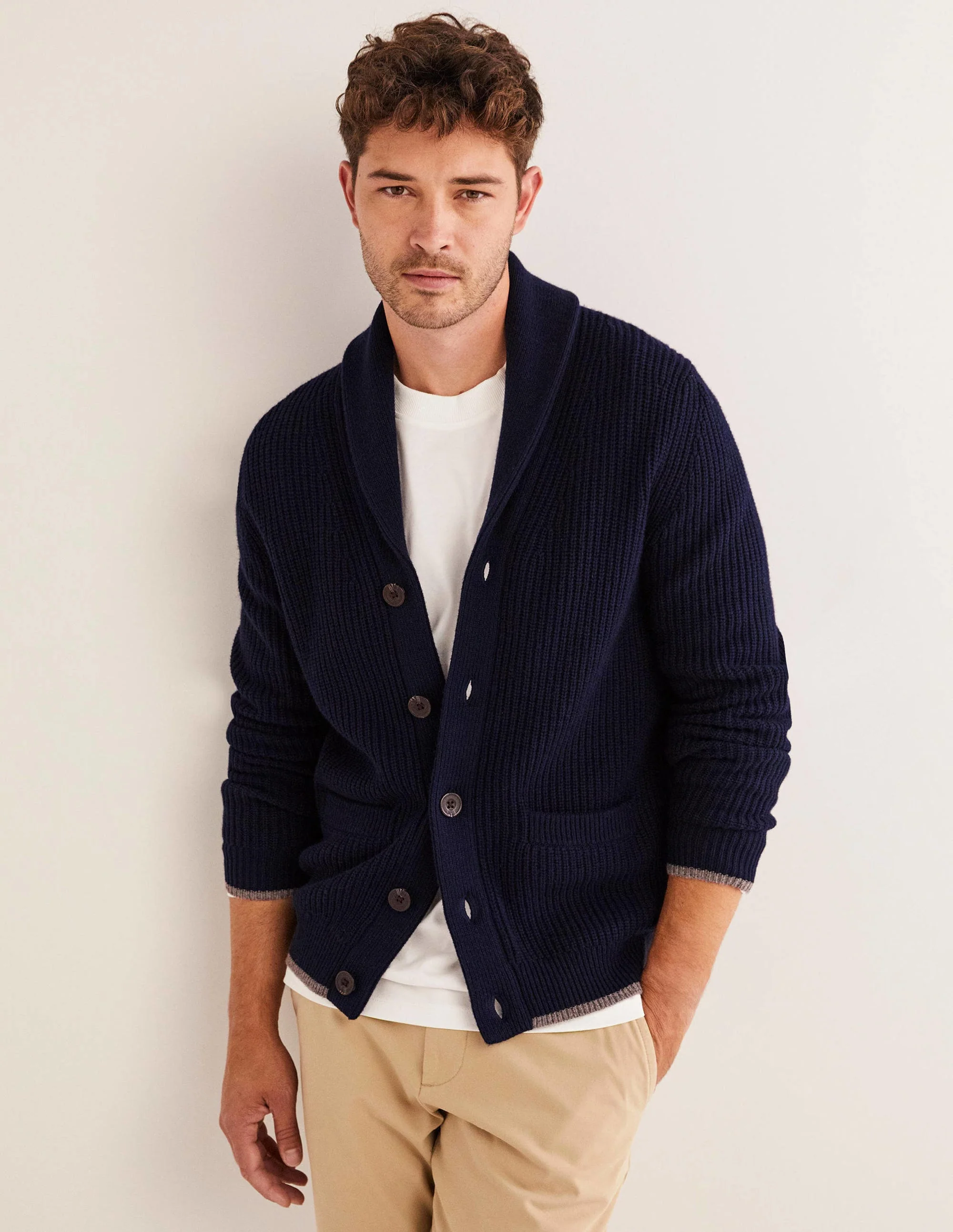 Cardigan mit Schalkragen-Marineblau