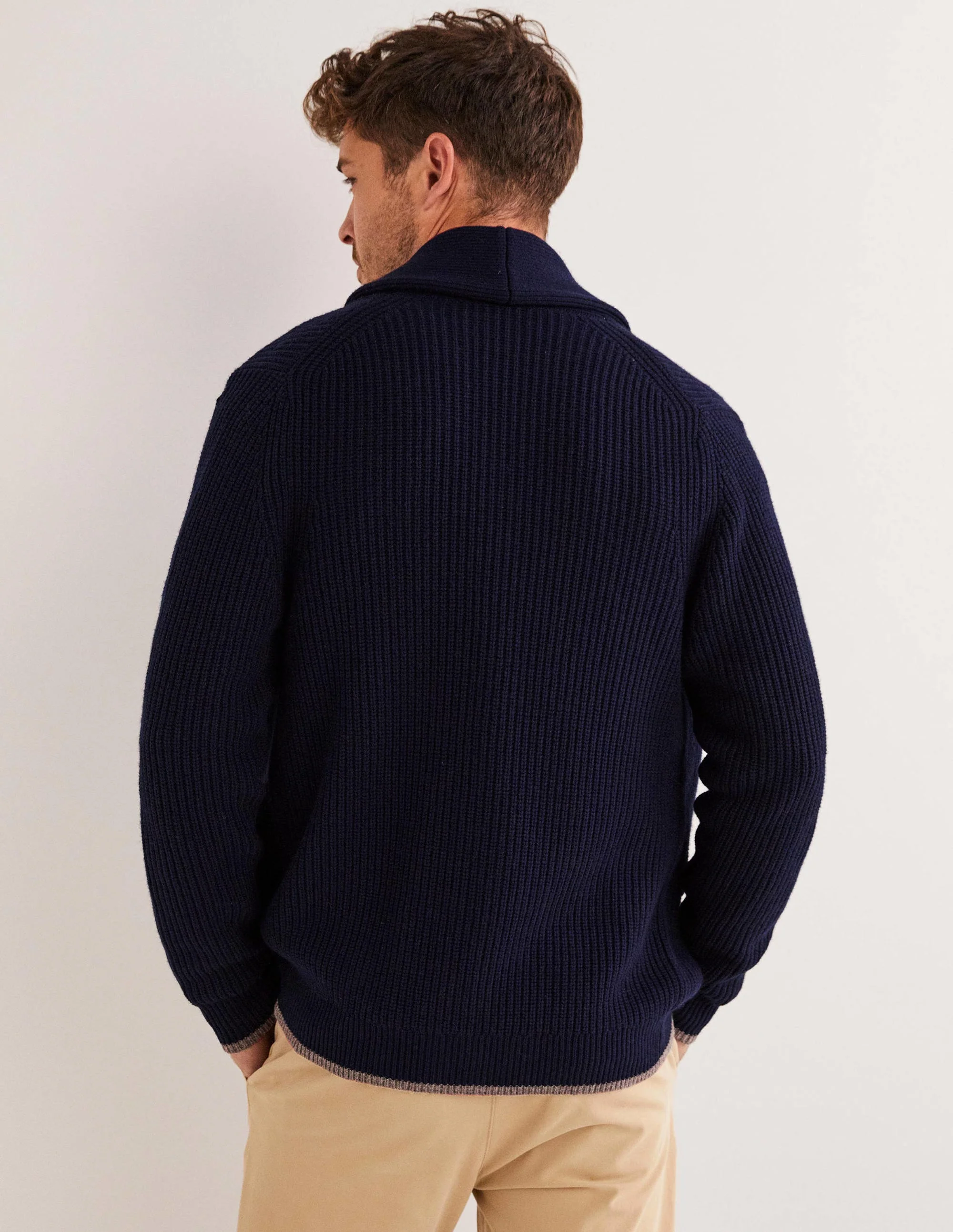 Cardigan mit Schalkragen-Marineblau - Image 3