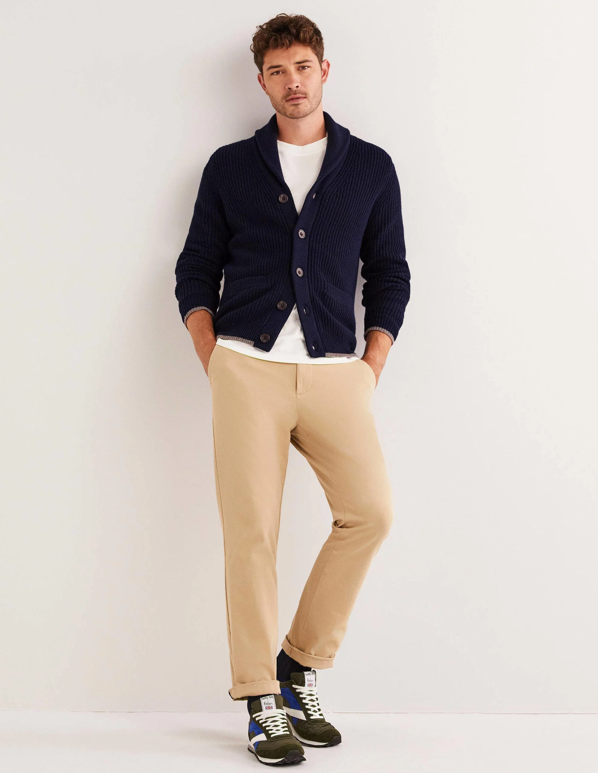 Cardigan mit Schalkragen-Marineblau - Image 4