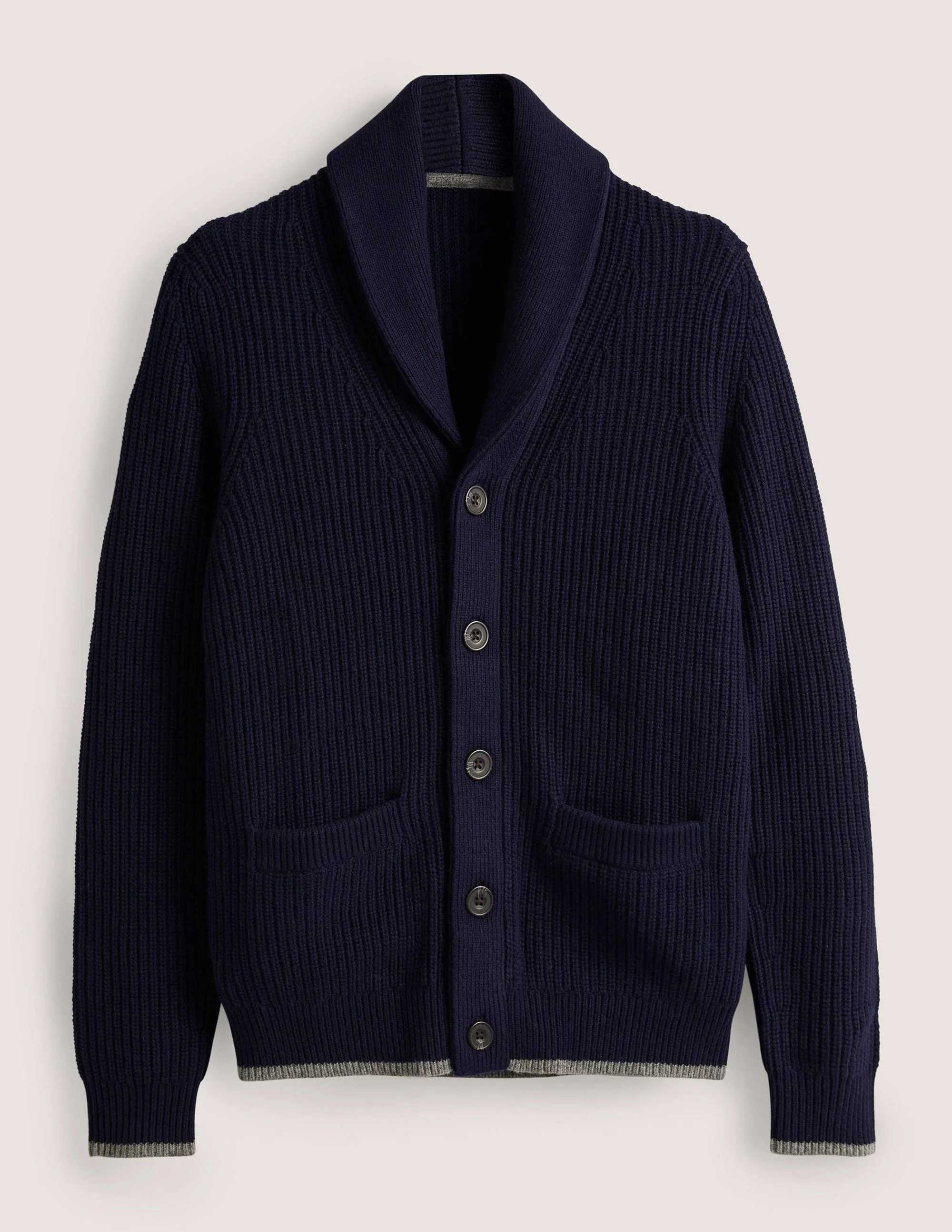 Cardigan mit Schalkragen-Marineblau - Image 5