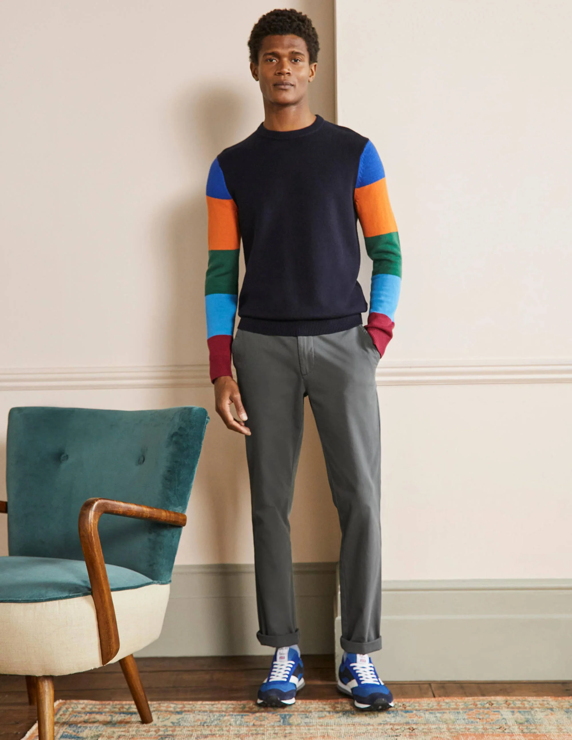 Chinohose mit schmalem Bein-London-Grau