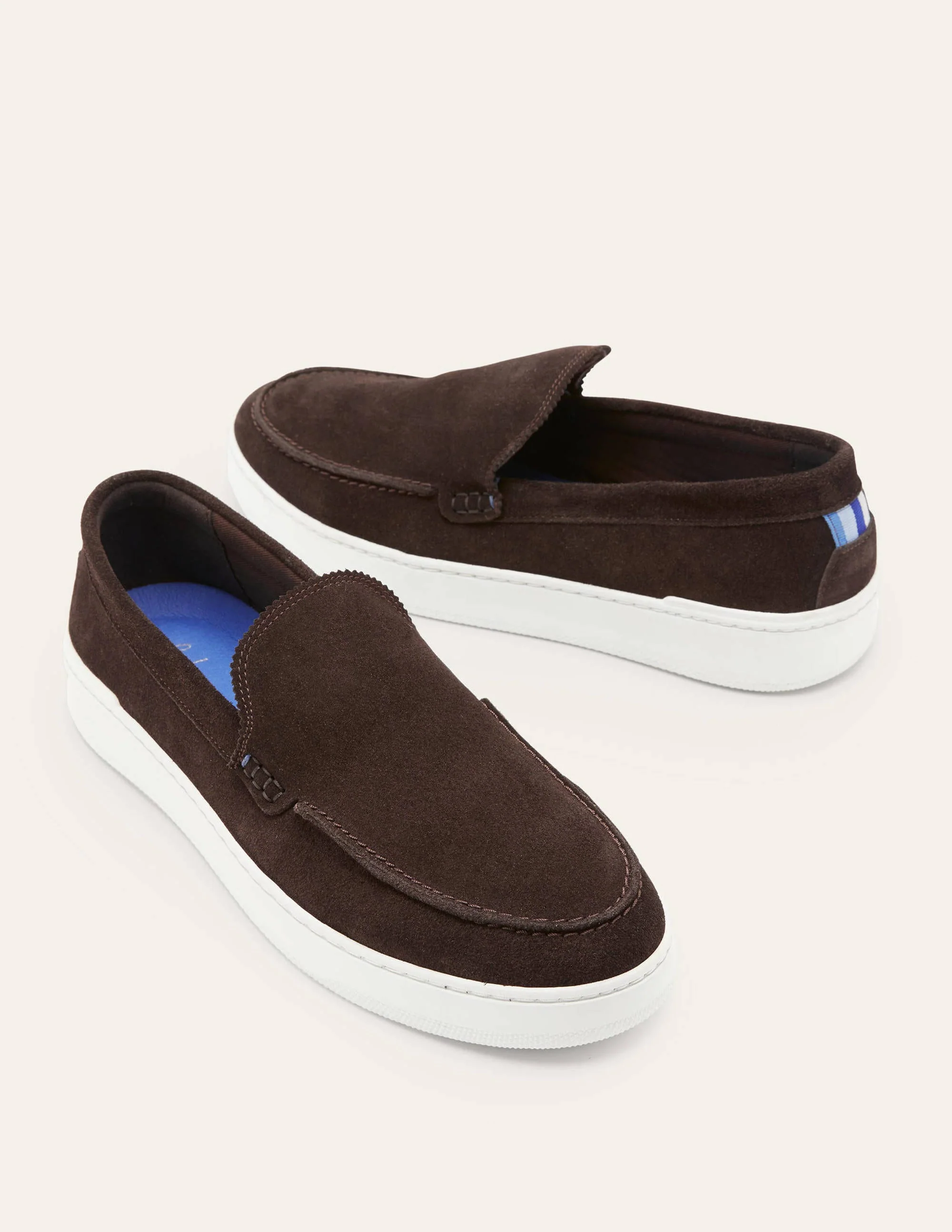Cupsole-Loafer aus Veloursleder zum Hineinschlüpfen-Braun