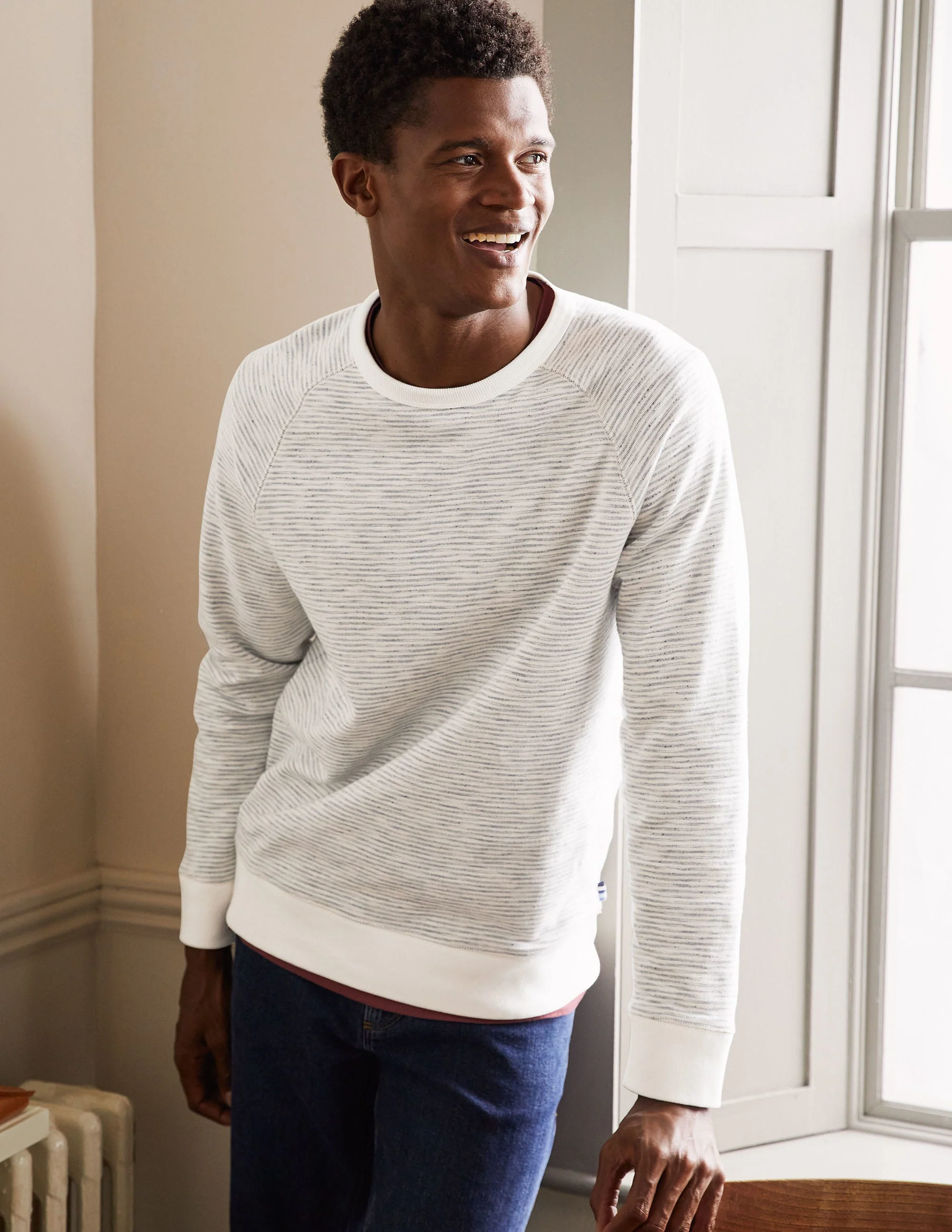 Danby Gebürstetes Sweatshirt-Grau, Gestreift