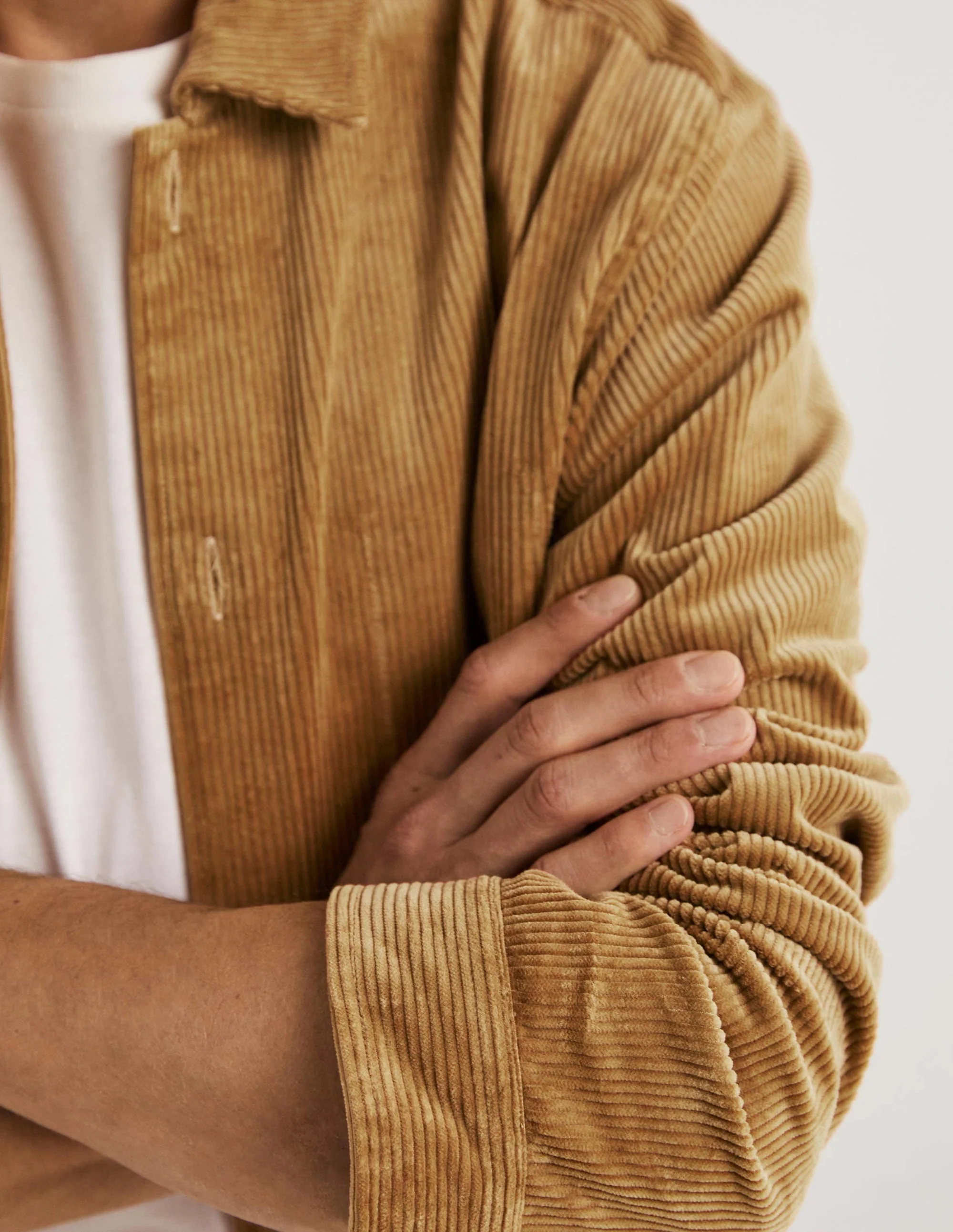 Dicke Cord-Hemdjacke-Sandbraun - Image 5