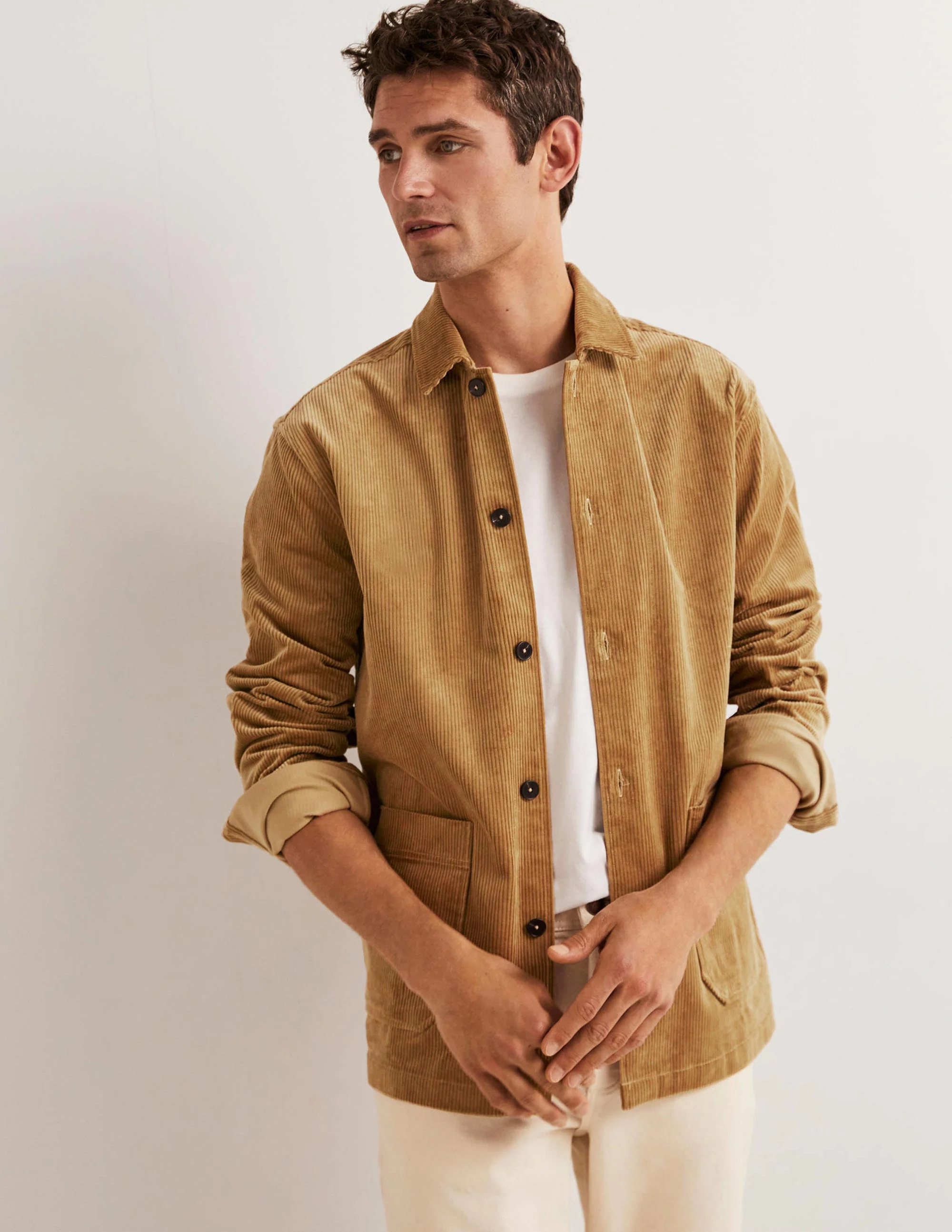 Dicke Cord-Hemdjacke-Sandbraun - Image 6