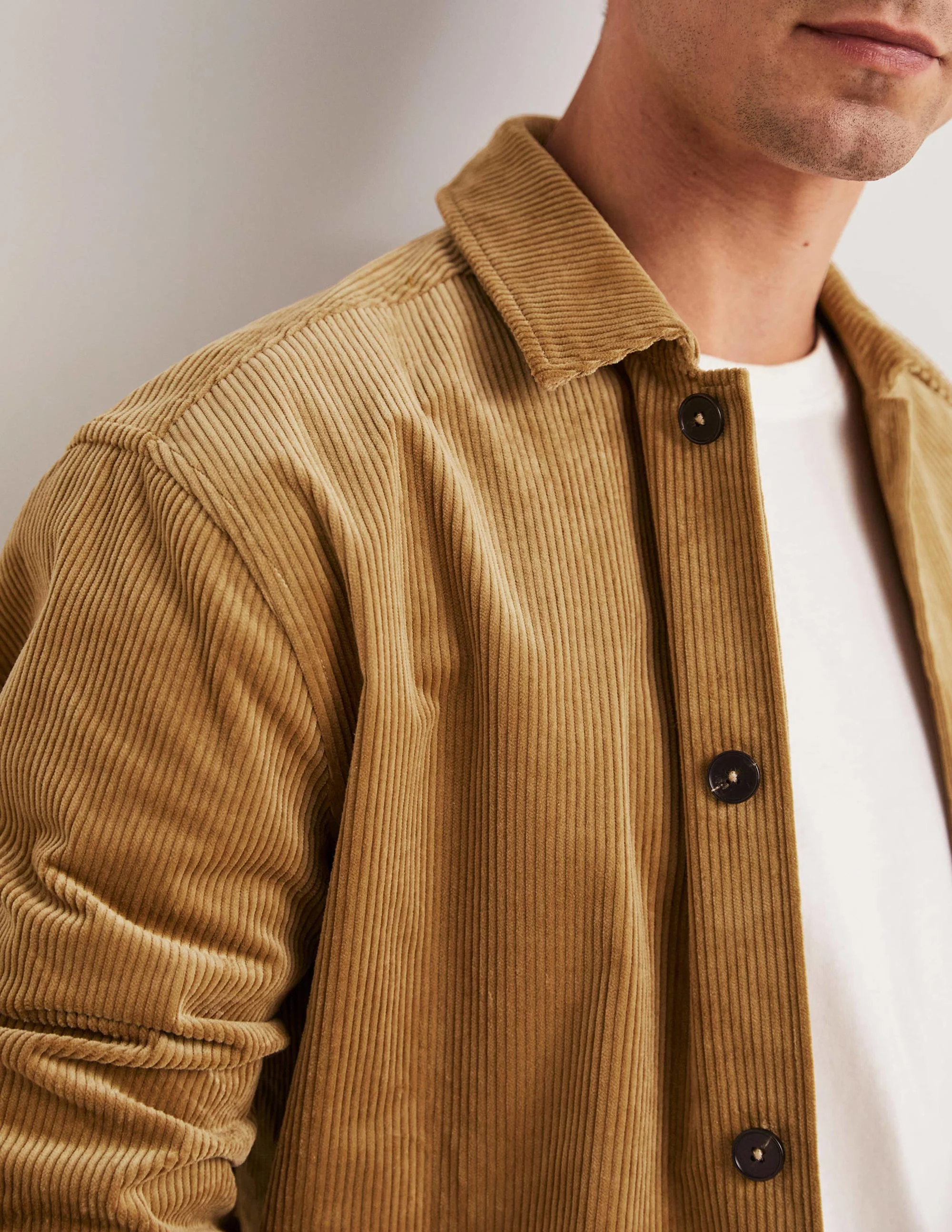 Dicke Cord-Hemdjacke-Sandbraun - Image 7