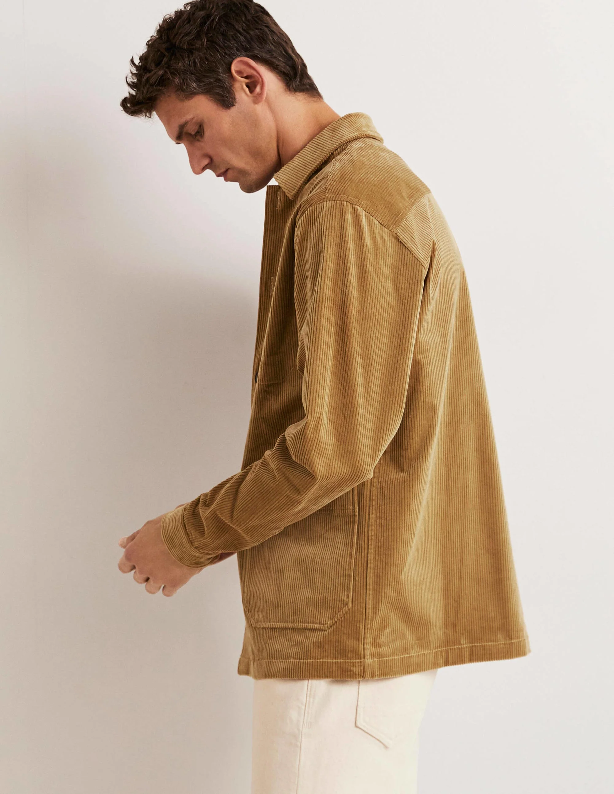 Dicke Cord-Hemdjacke-Sandbraun - Image 9