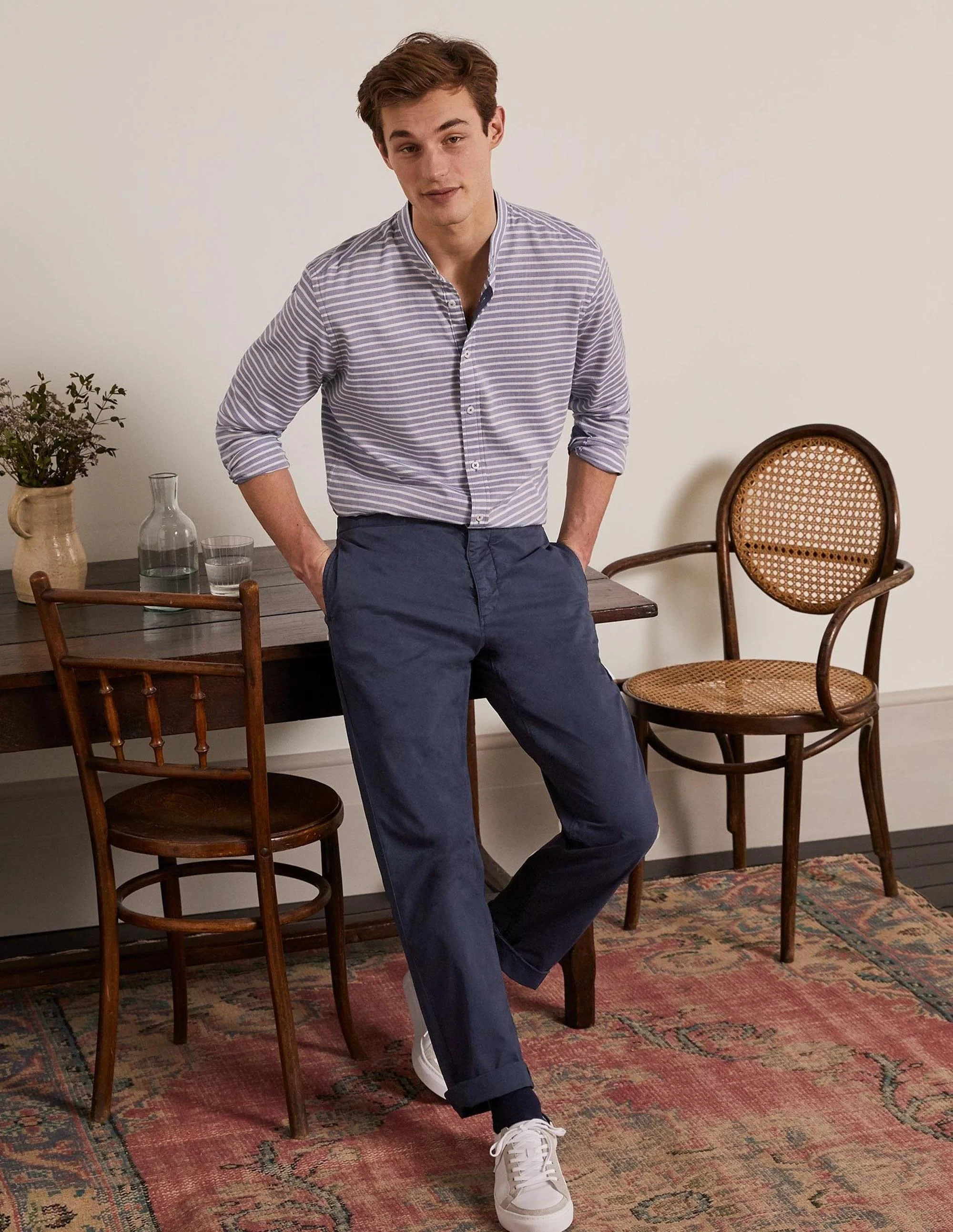 Elastische Chinohose-Marineblau