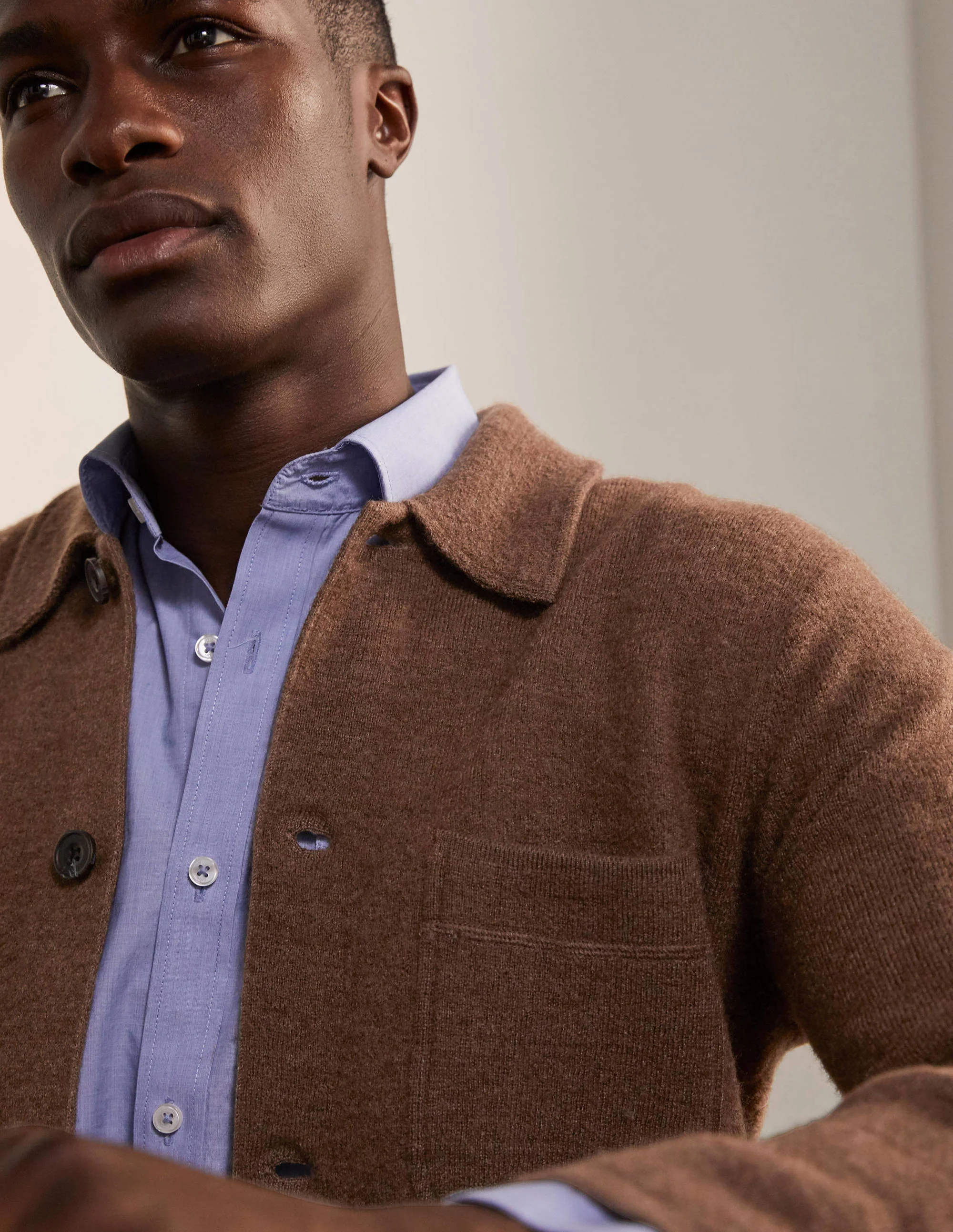 Farley Strickjacke aus Merinowolle-Kamelbraun - Image 4