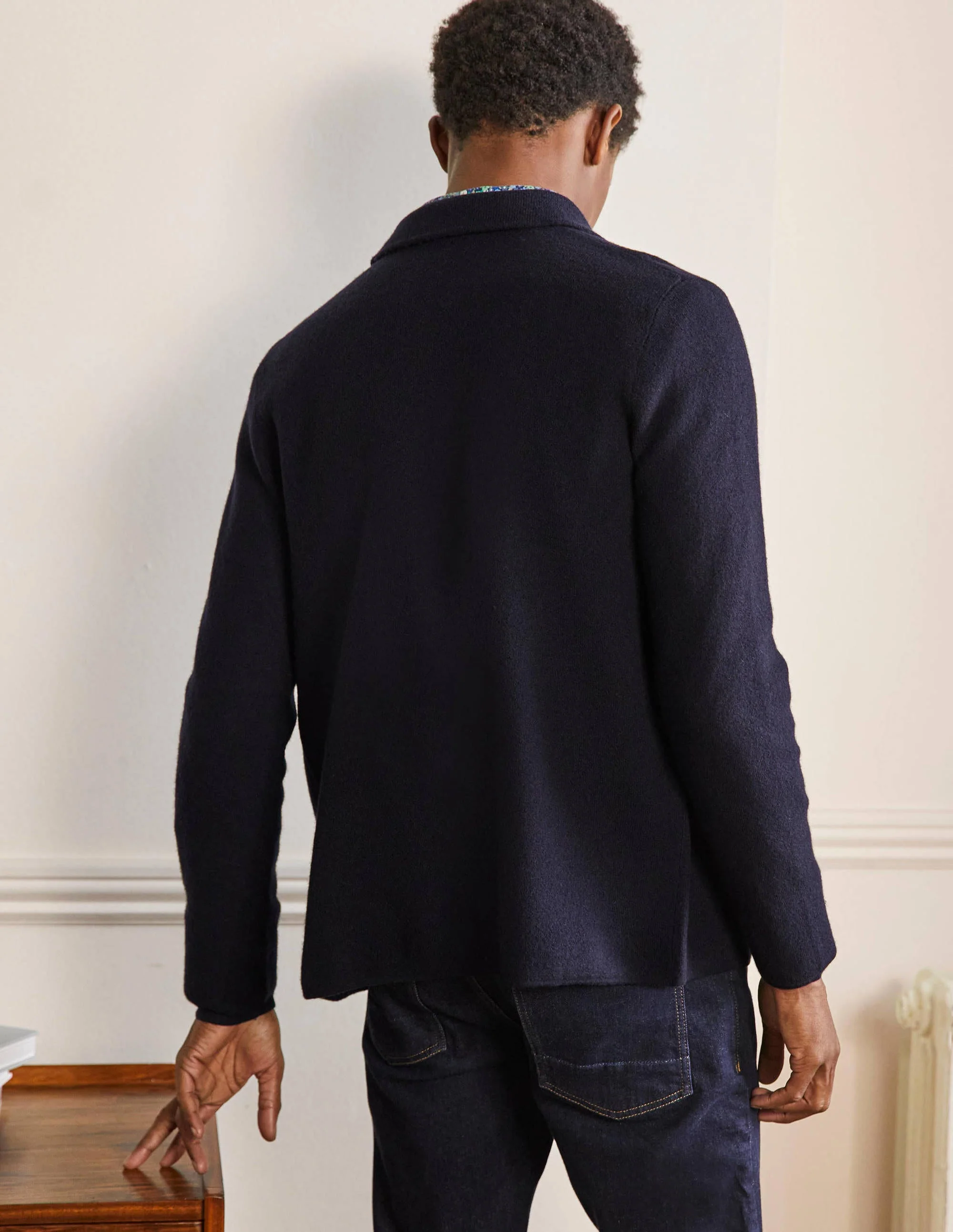 Farley Strickjacke aus Merinowolle-Marineblau - Image 3