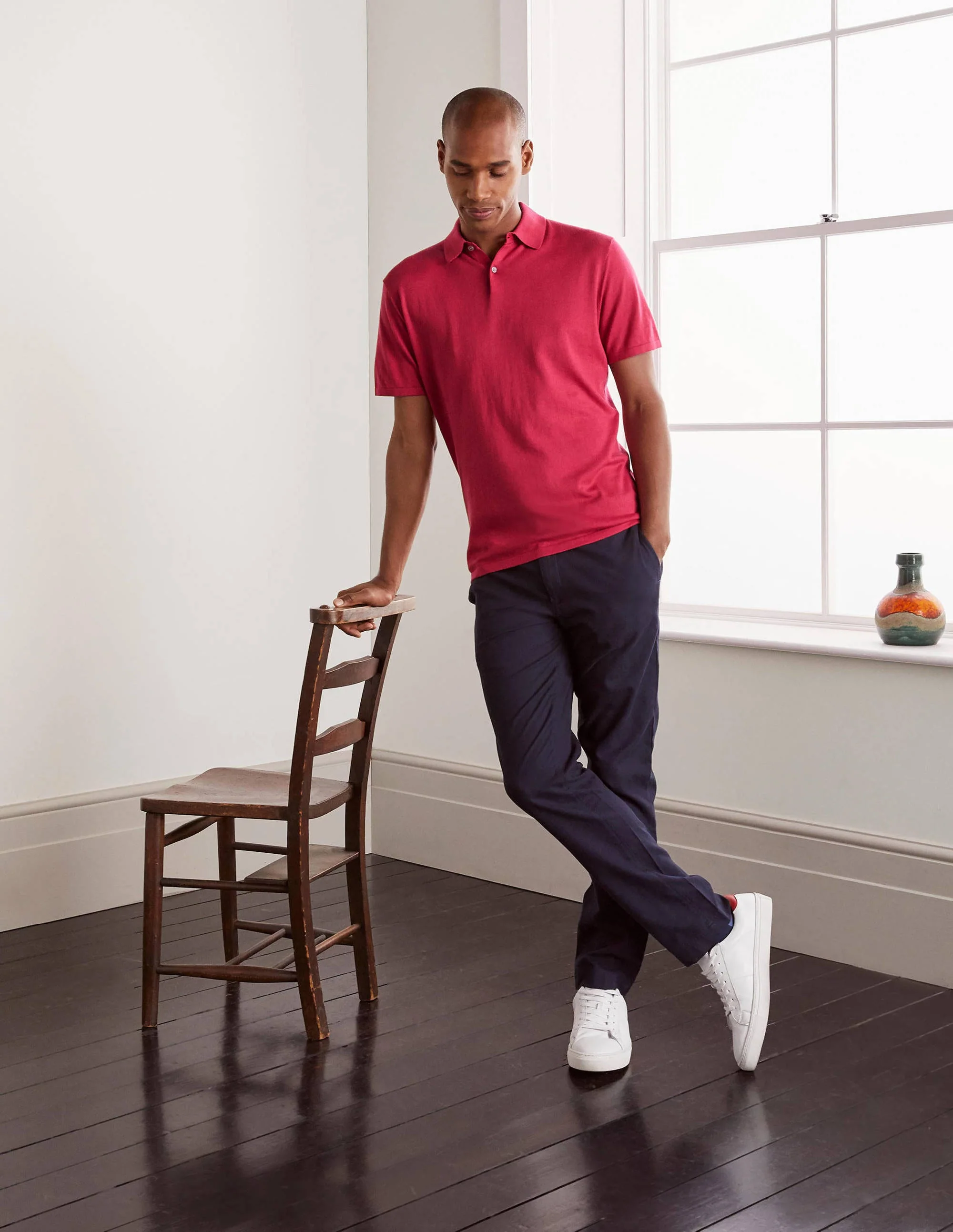 Finsbury Strick-Poloshirt-Himbeerrot - Image 2