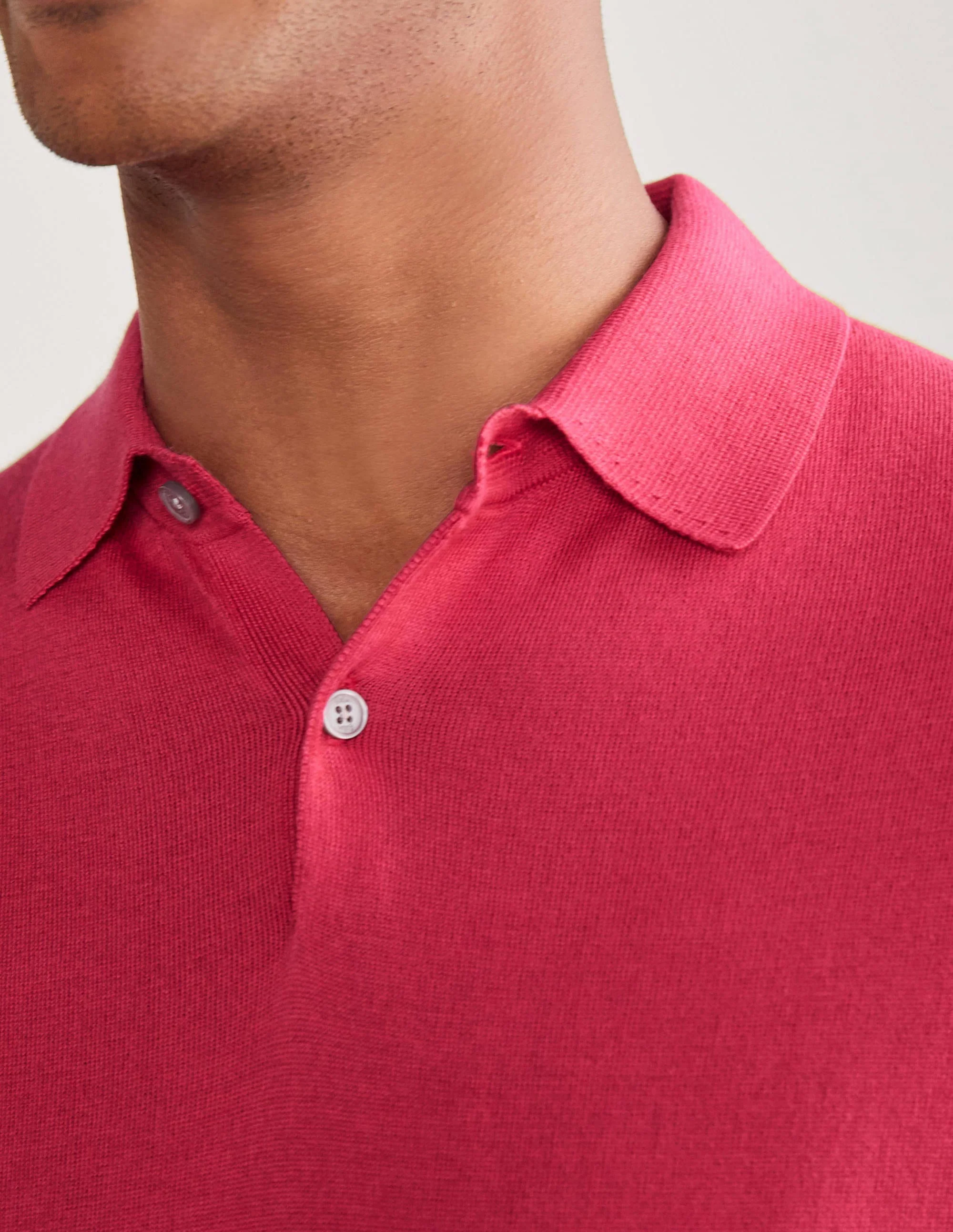 Finsbury Strick-Poloshirt-Himbeerrot - Image 4