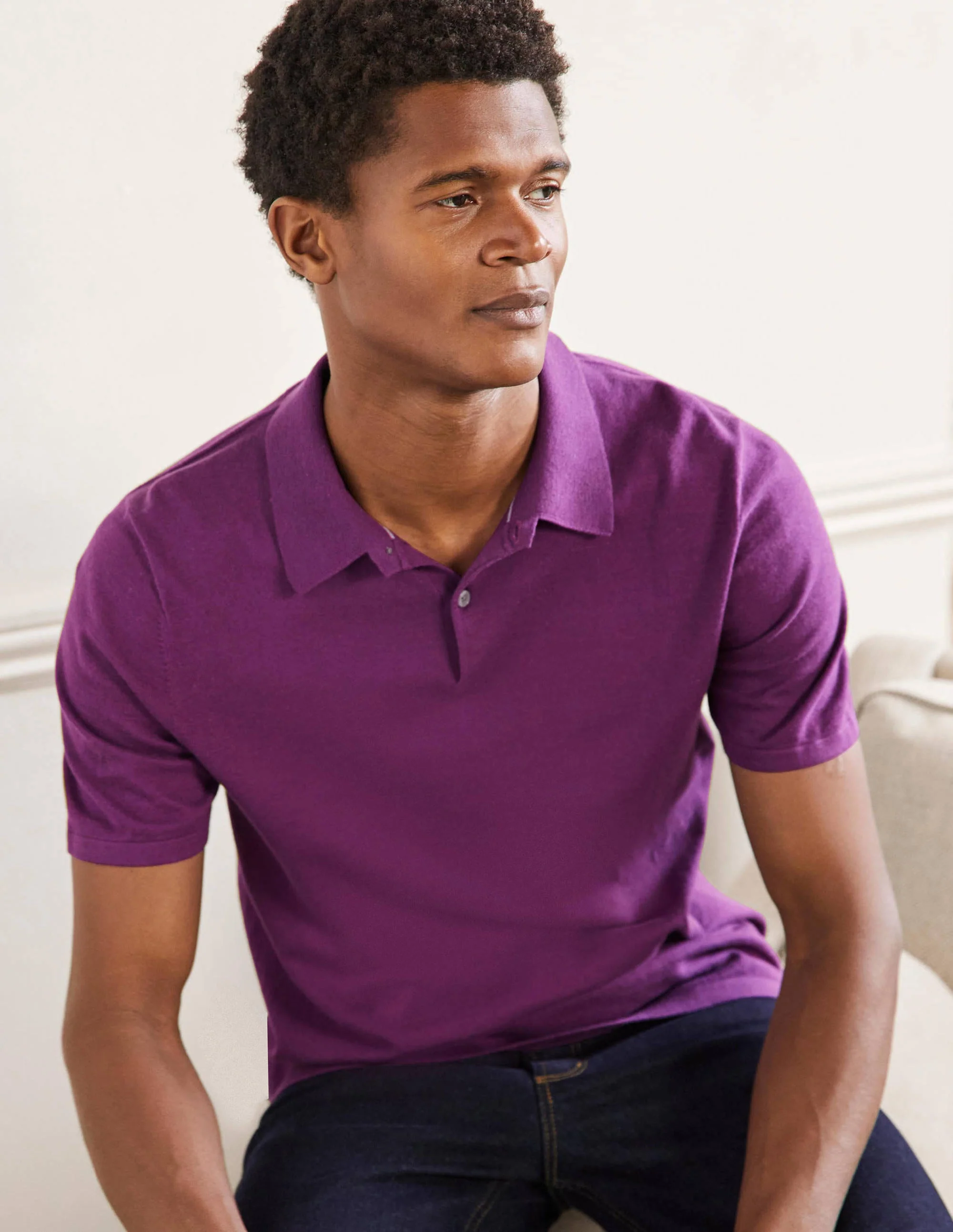 Finsbury Strick-Poloshirt-Pflaume