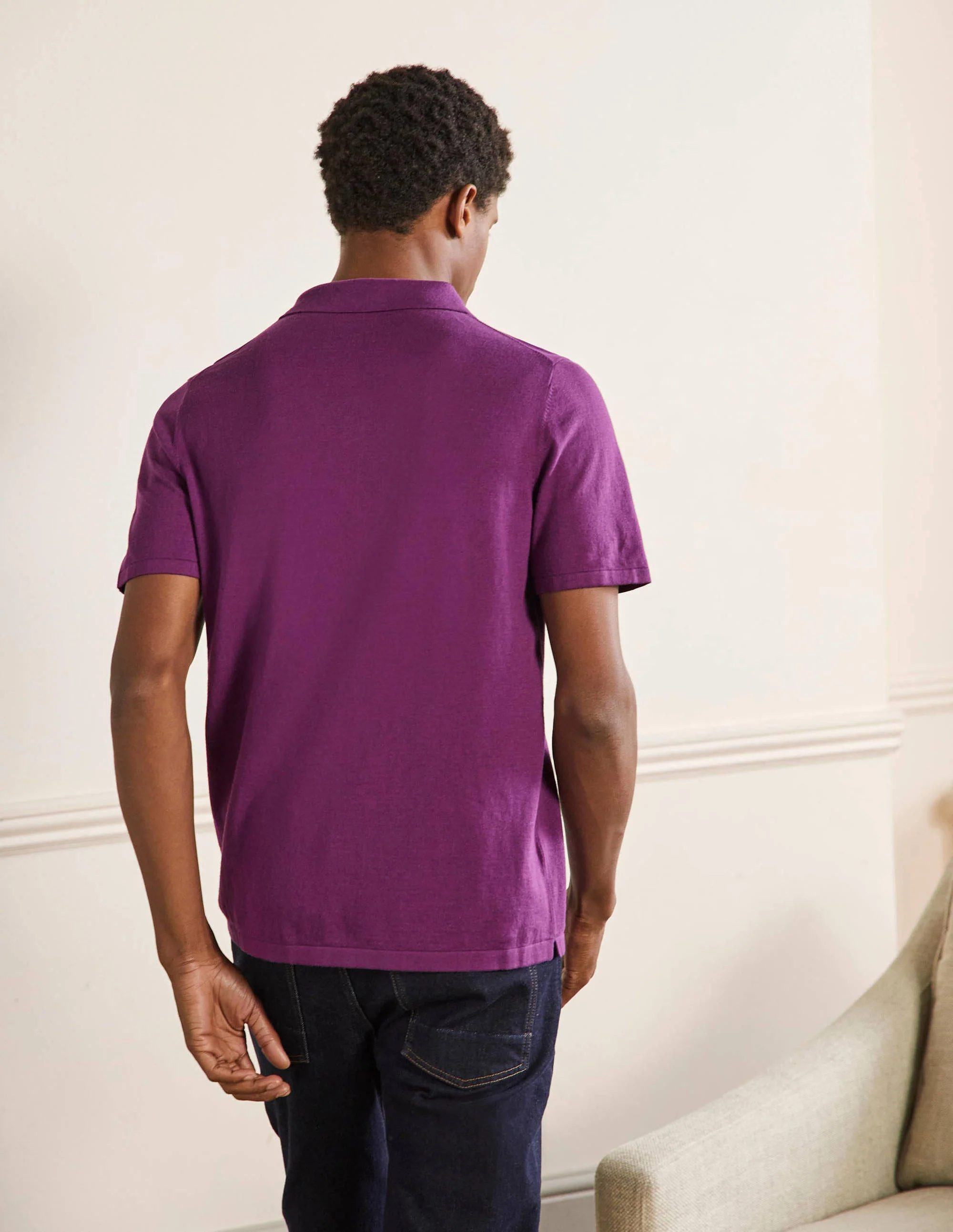 Finsbury Strick-Poloshirt-Pflaume - Image 3