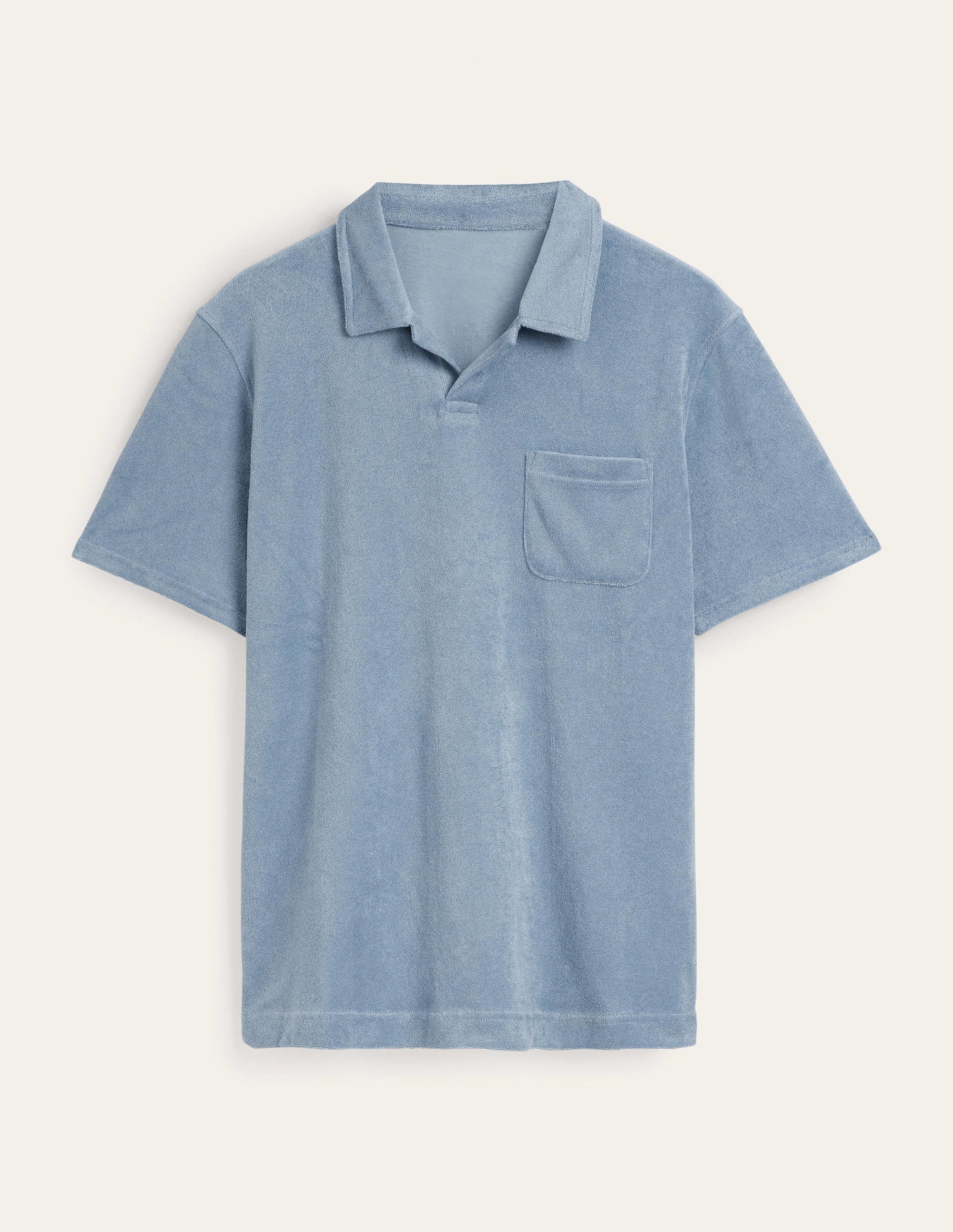 Frottee-Poloshirt mit offenem Kragen-Kapitänsblau - Image 5