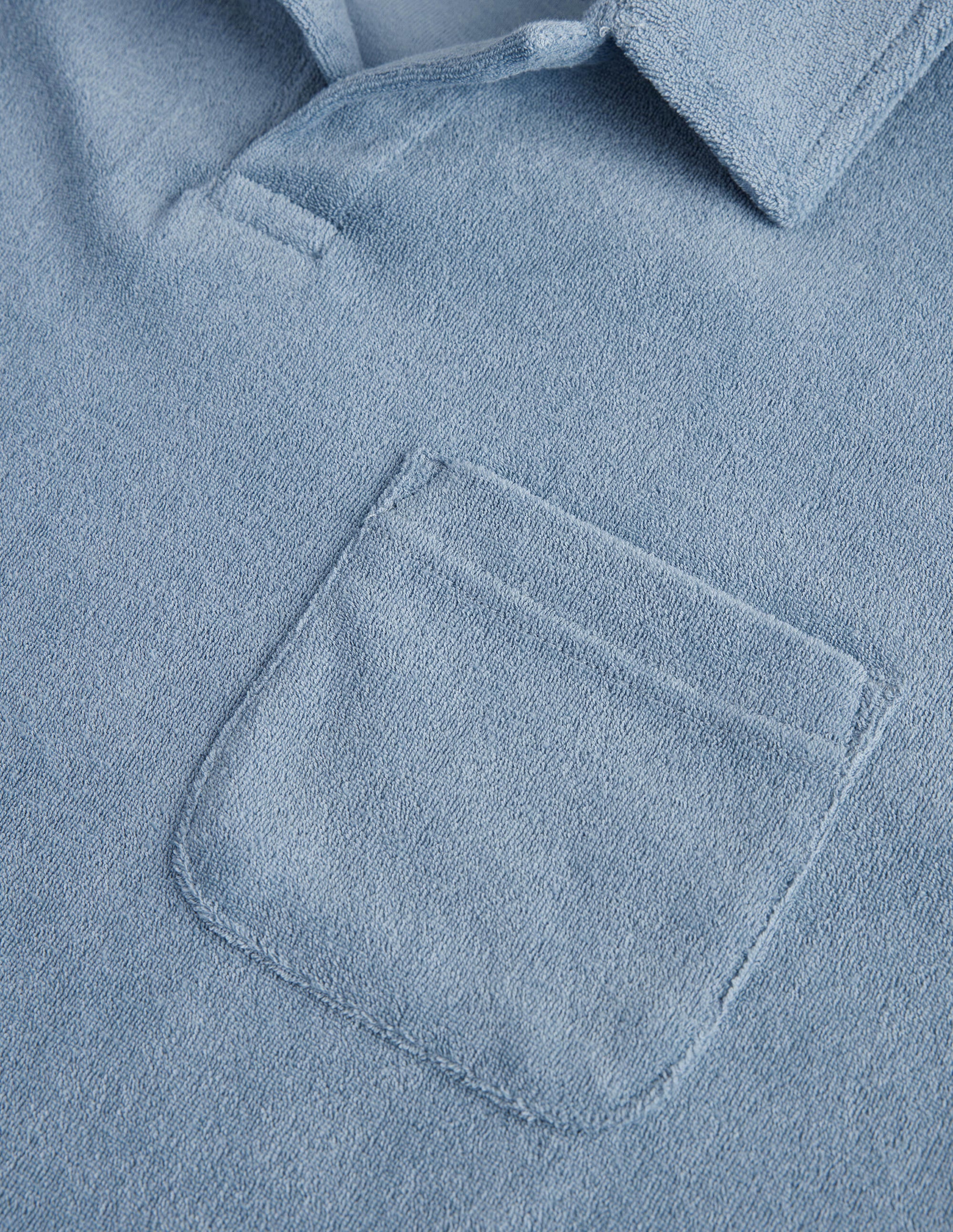 Frottee-Poloshirt mit offenem Kragen-Kapitänsblau - Image 6