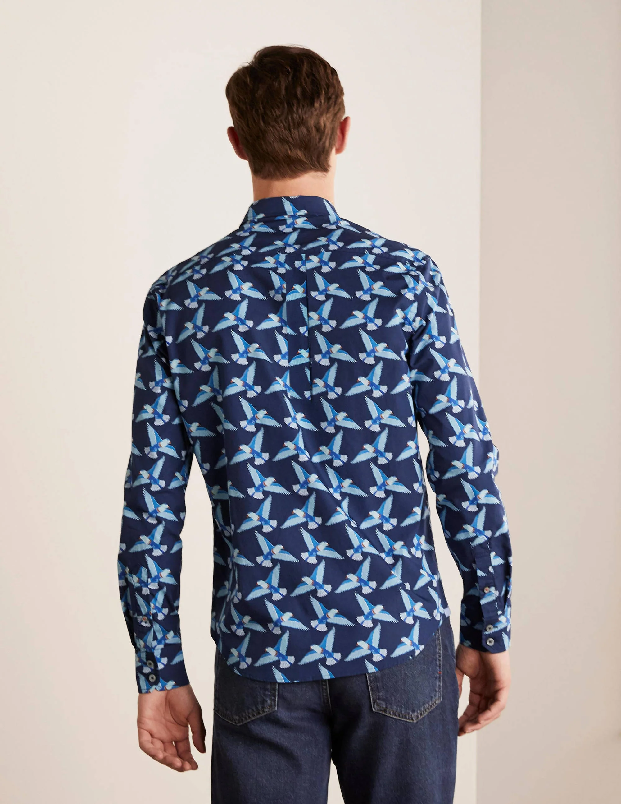 Gemustertes Popelinehemd-Navy, Exotischer Vogel - Image 3