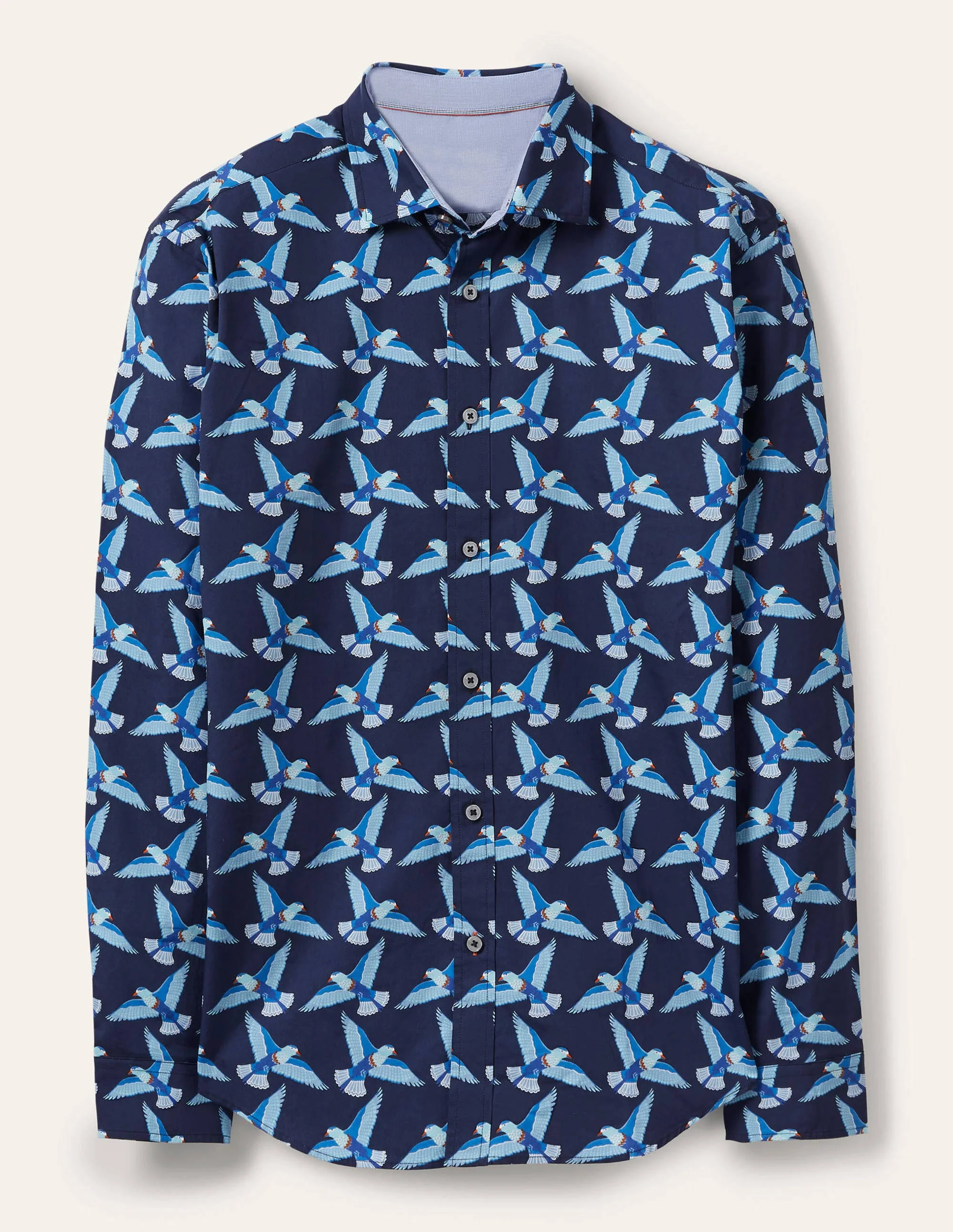 Gemustertes Popelinehemd-Navy, Exotischer Vogel - Image 5