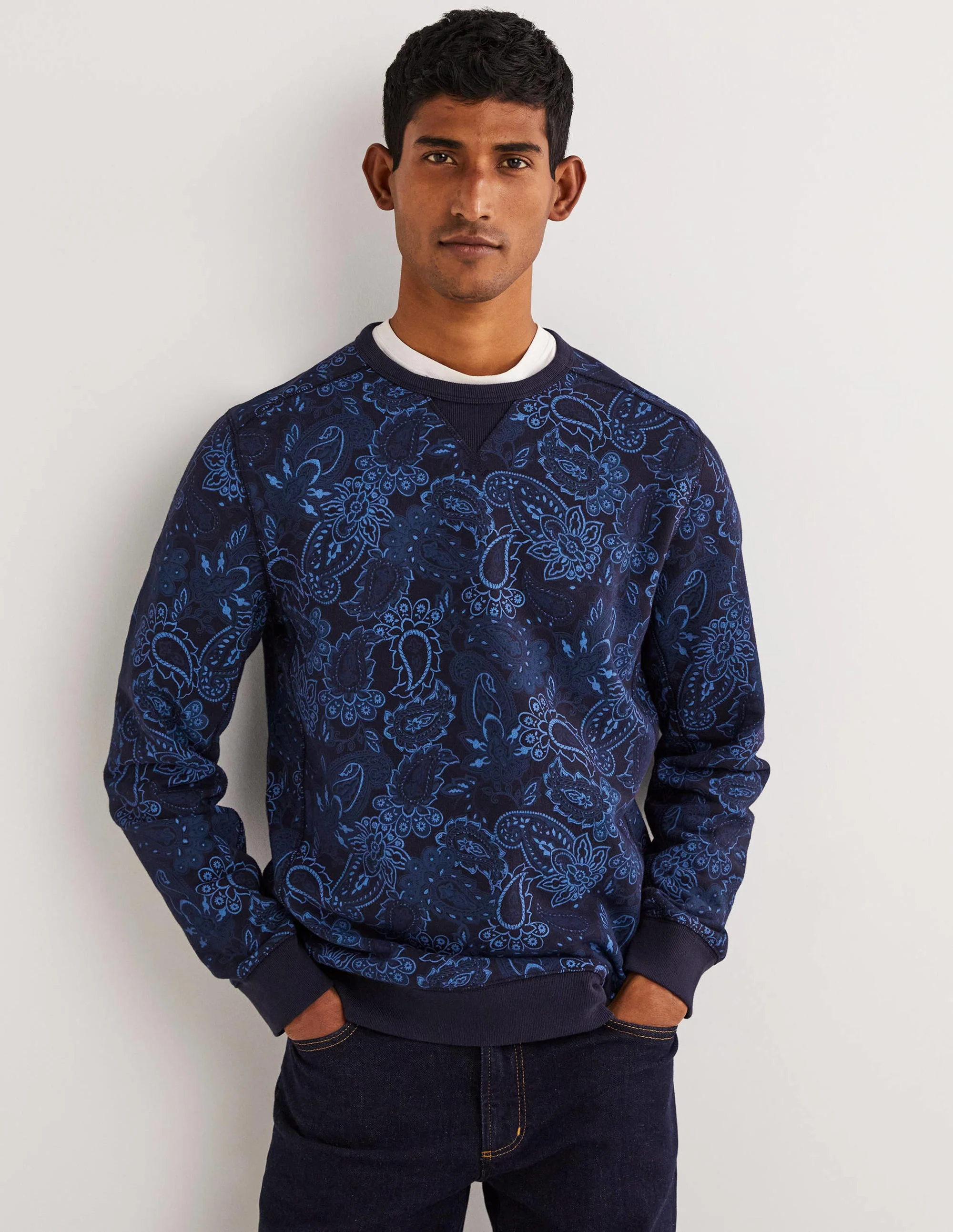 Gemustertes Sweatshirt-Blau, Paisleymuster
