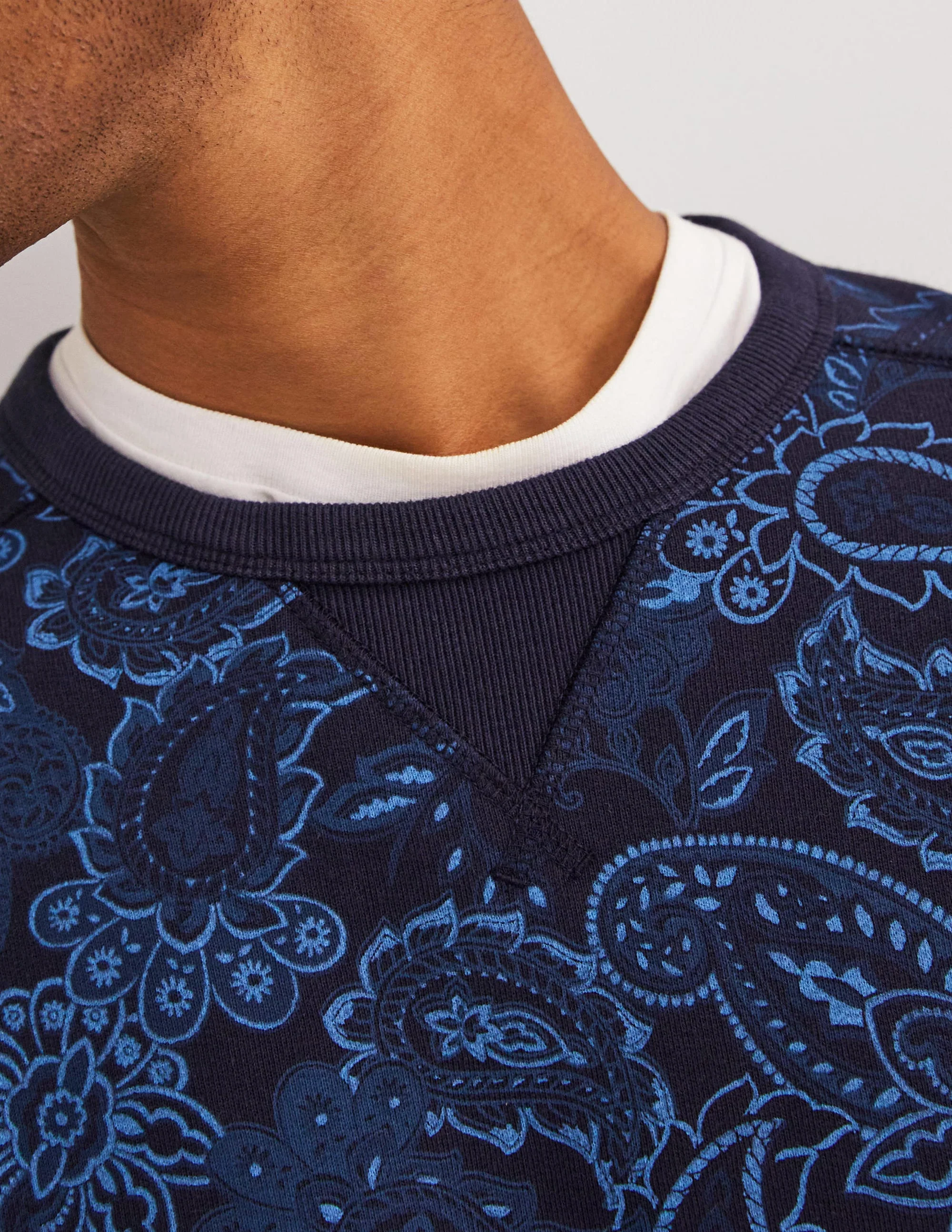 Gemustertes Sweatshirt-Blau, Paisleymuster - Image 2