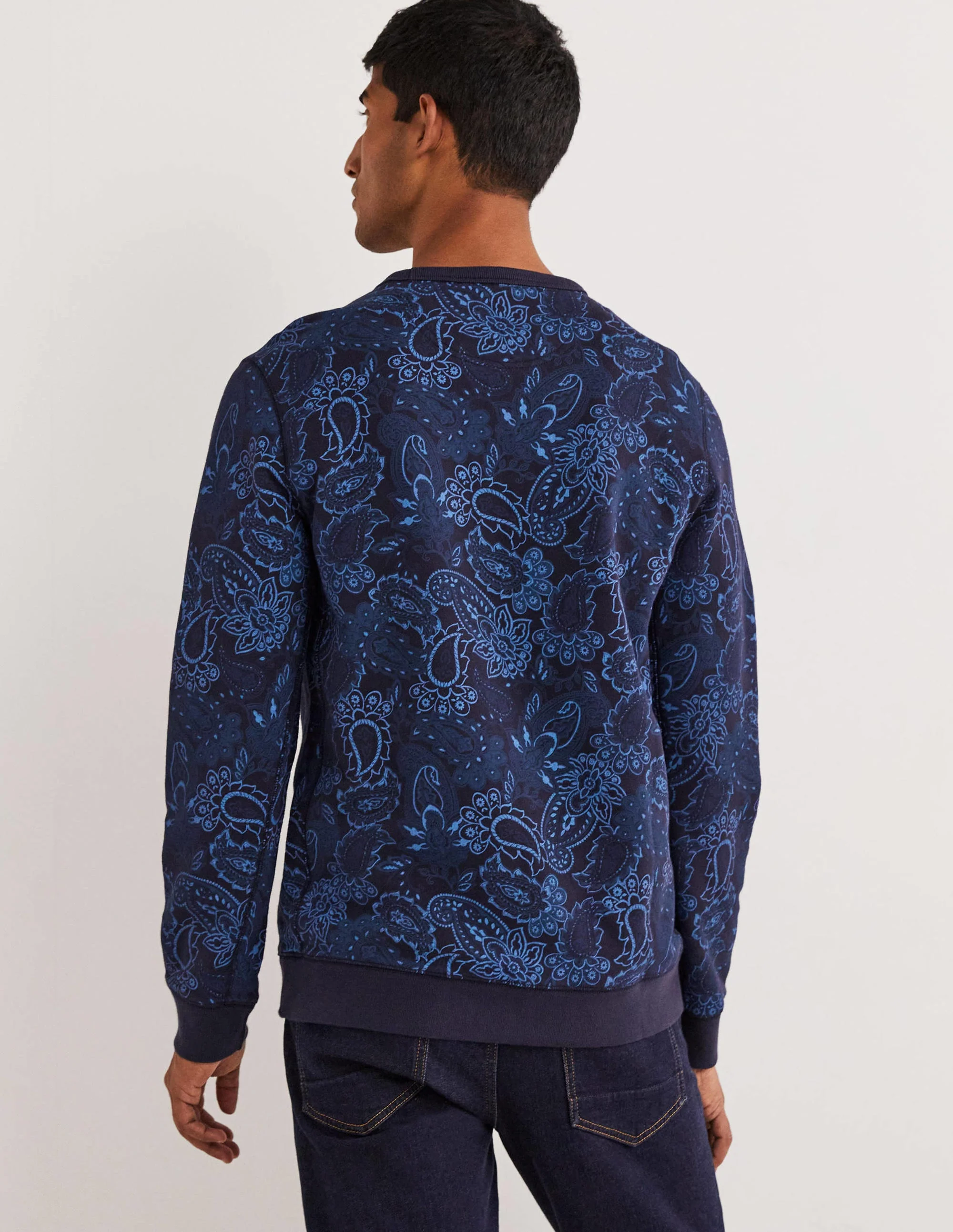 Gemustertes Sweatshirt-Blau, Paisleymuster - Image 3