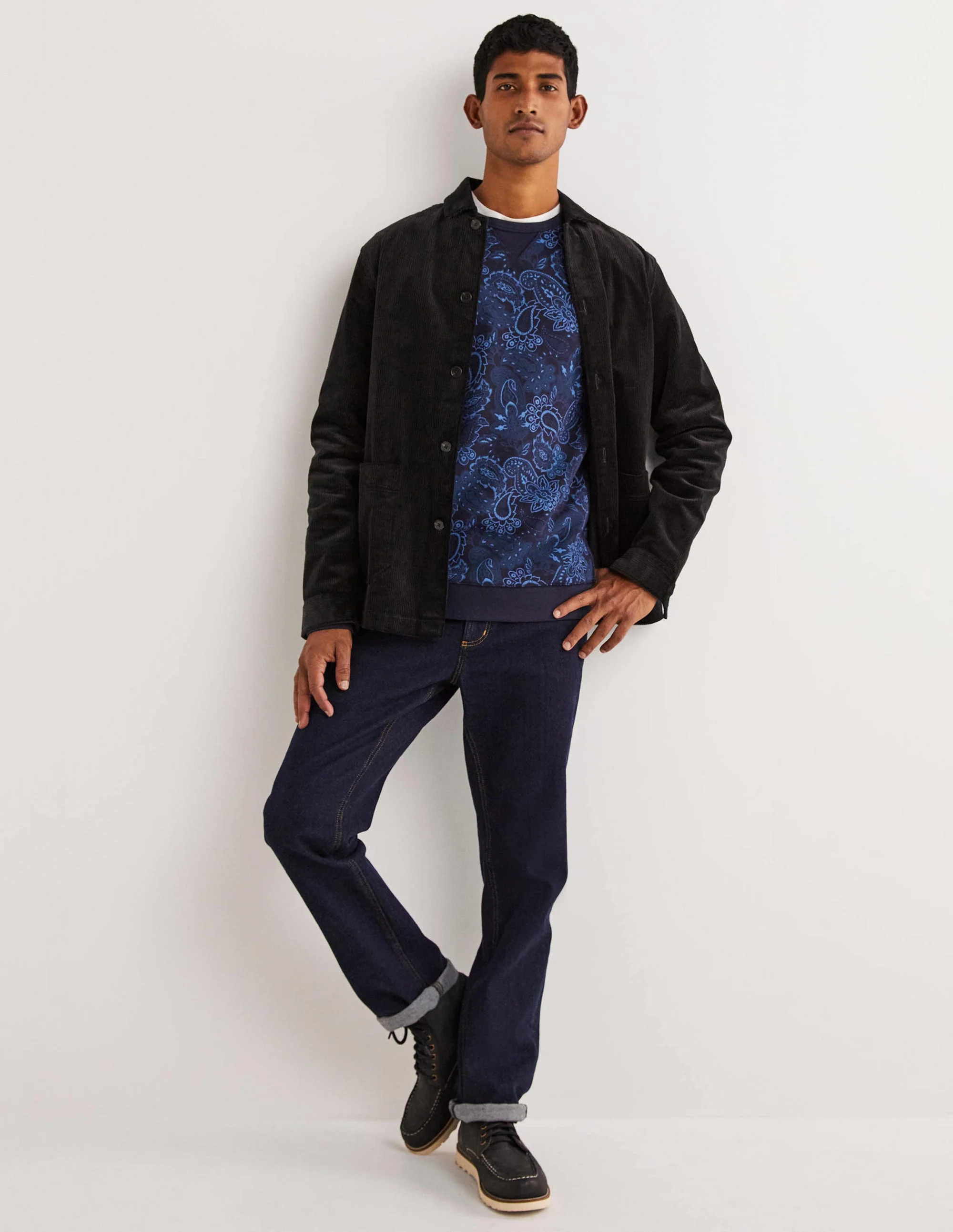 Gemustertes Sweatshirt-Blau, Paisleymuster - Image 4