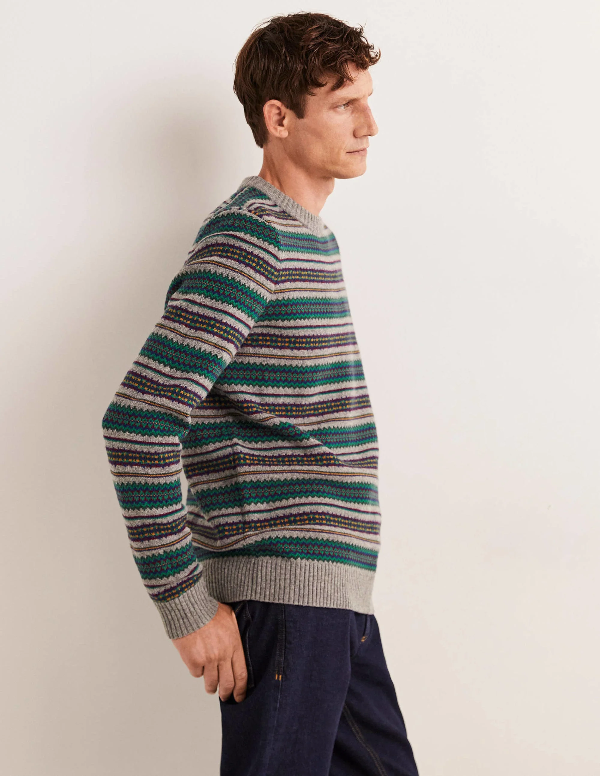 Grobgestrickter Pullover mit Rundhalsausschnitt-Fair-Isle-Muster - Image 4