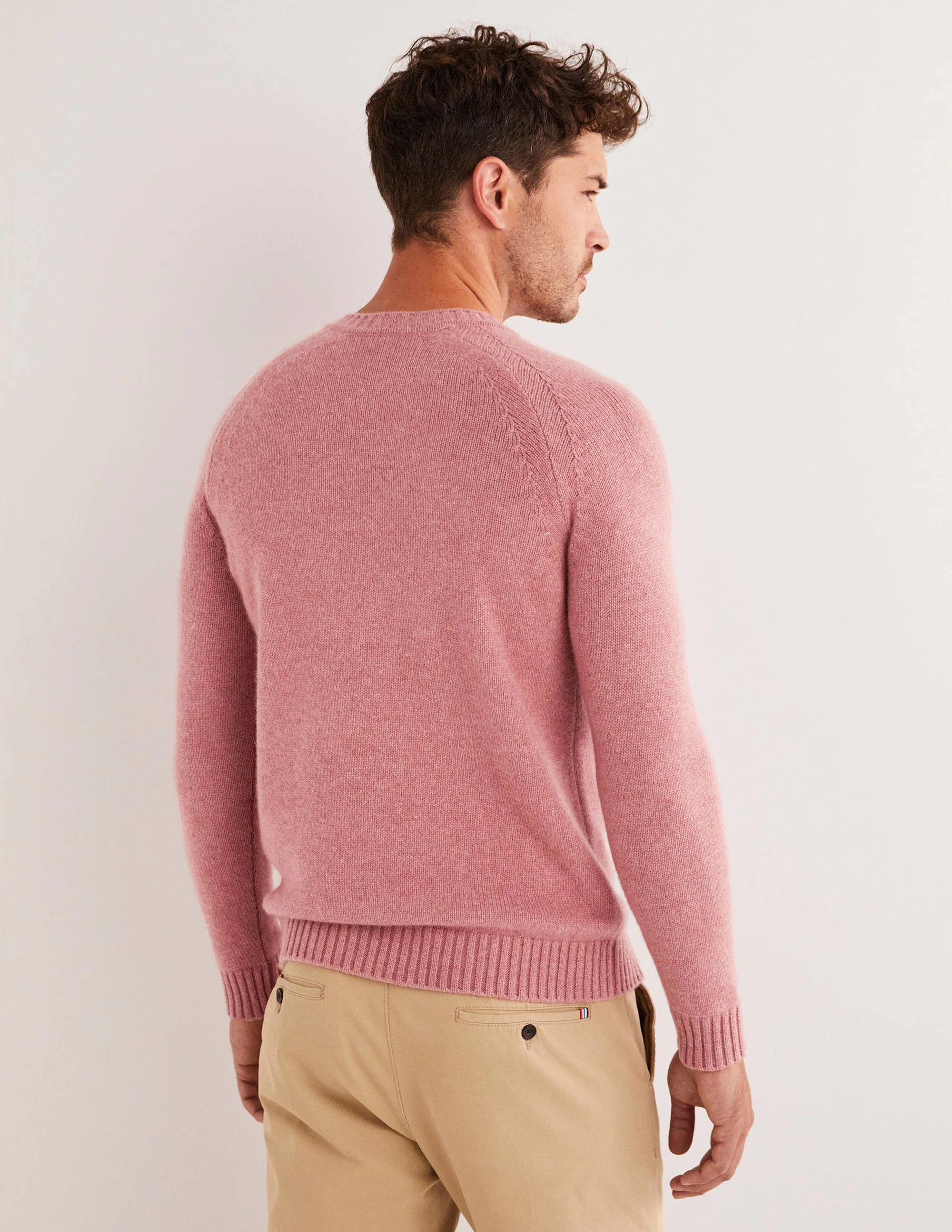 Grobstrickpullover aus Kaschmir mit Rundhalsausschnitt-Dusty Red - Image 3