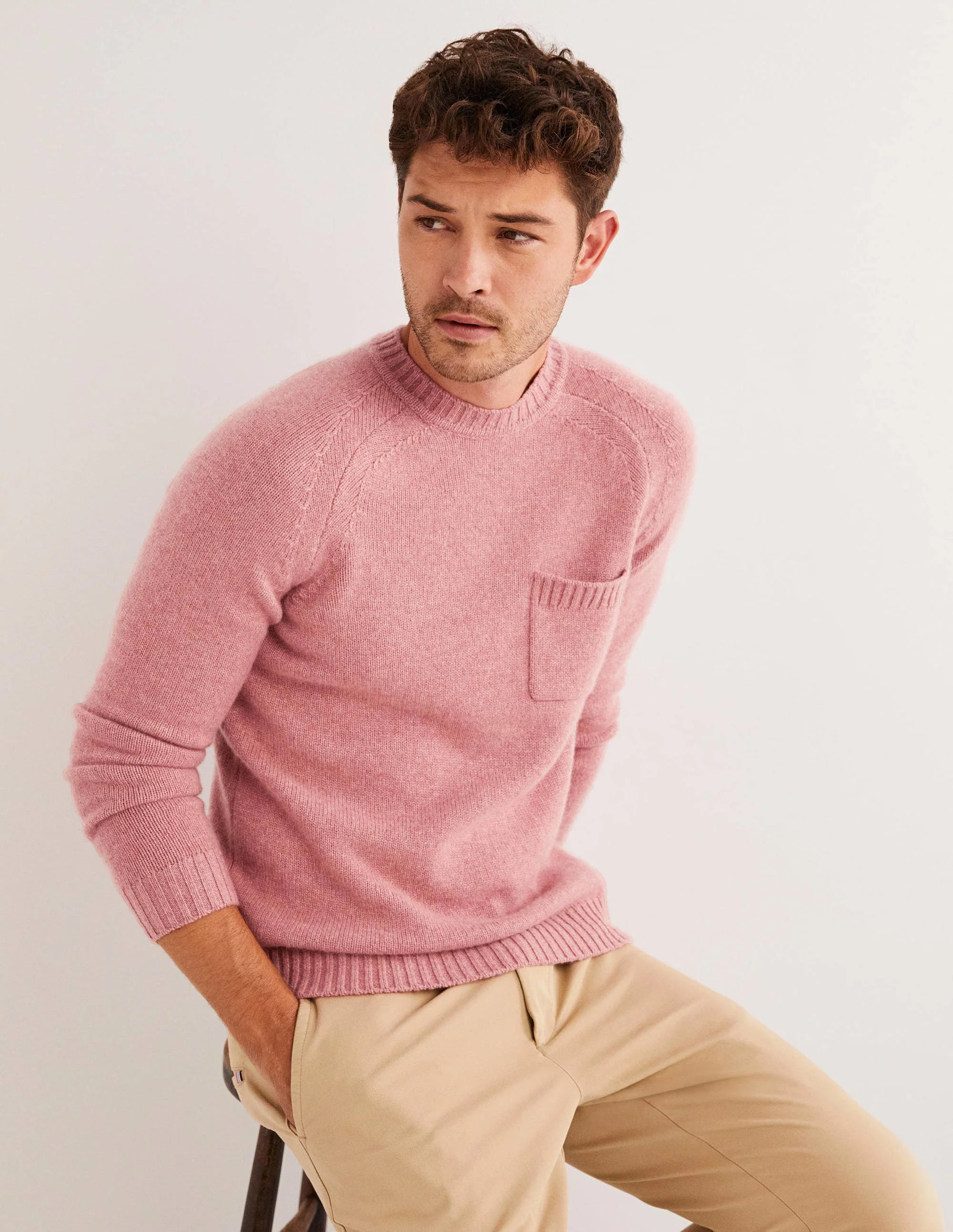 Grobstrickpullover aus Kaschmir mit Rundhalsausschnitt-Dusty Red - Image 4