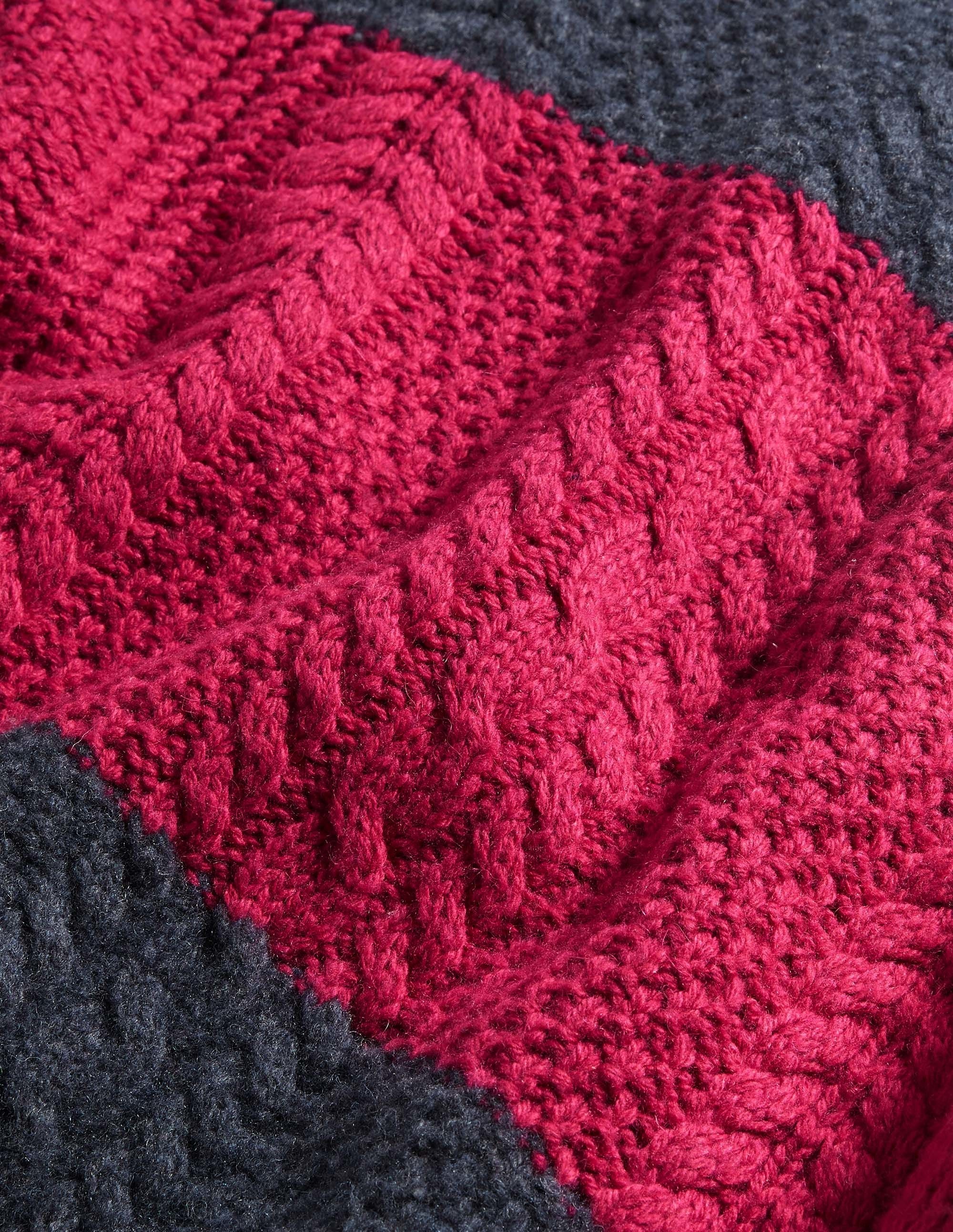 Grobstrickpullover mit Rundhalsausschnitt-Navy/Magenta - Image 6