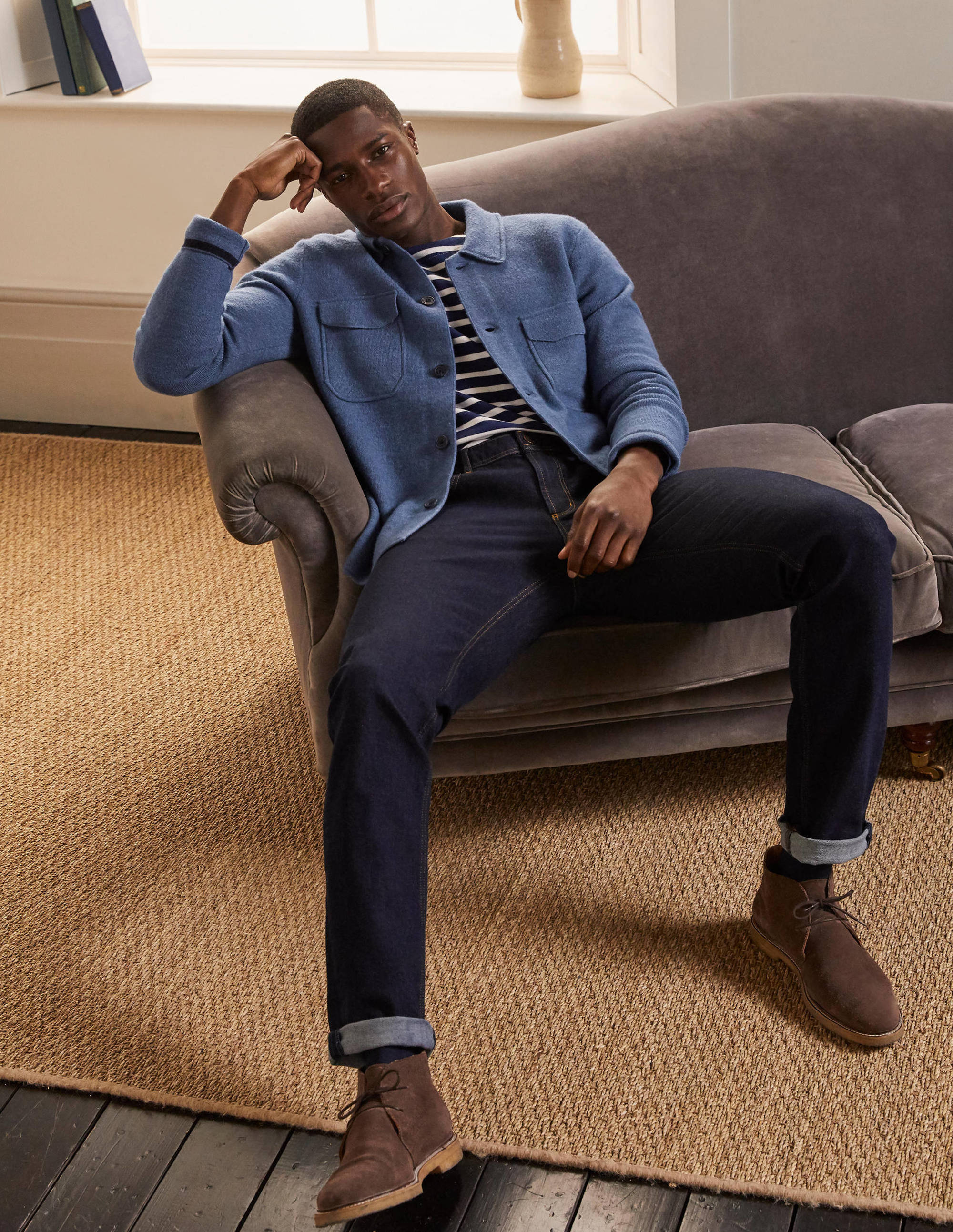 Haddon Strickjacke aus Merinowolle-Stahlblau - Image 3