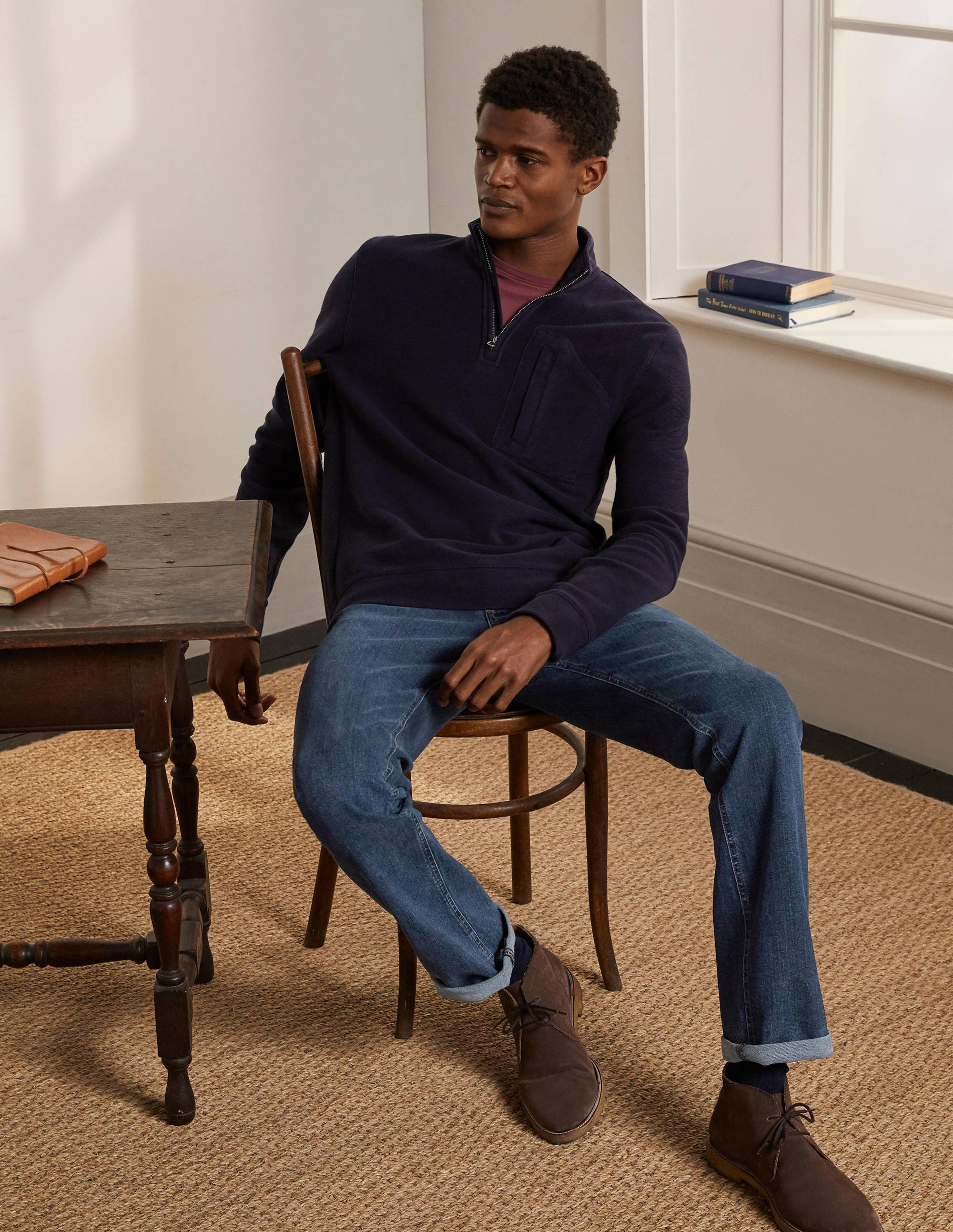 Jeans mit geradem Bein-Mittlere Waschung
