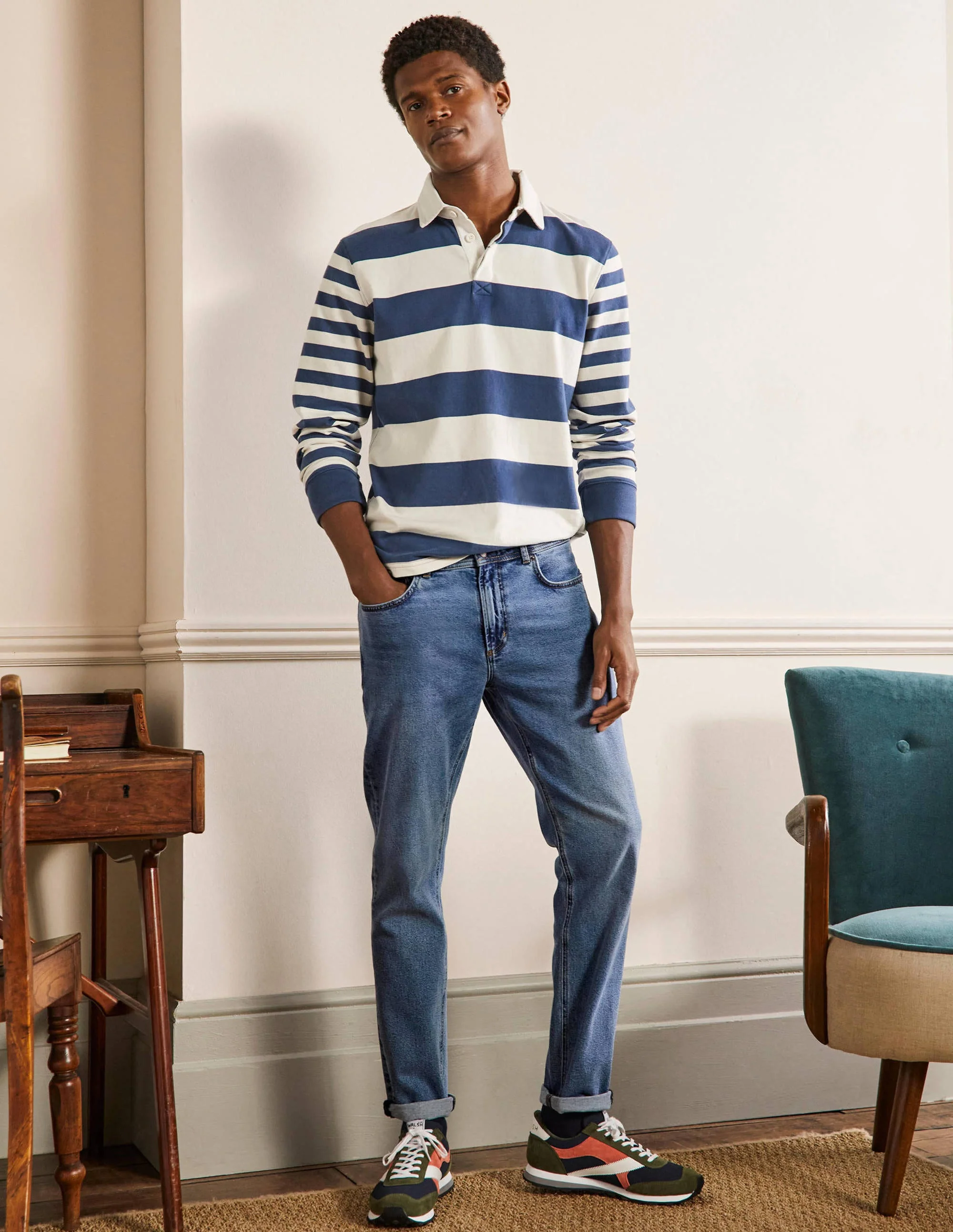 Jeans mit schmalem Bein-Denim, helle Waschung