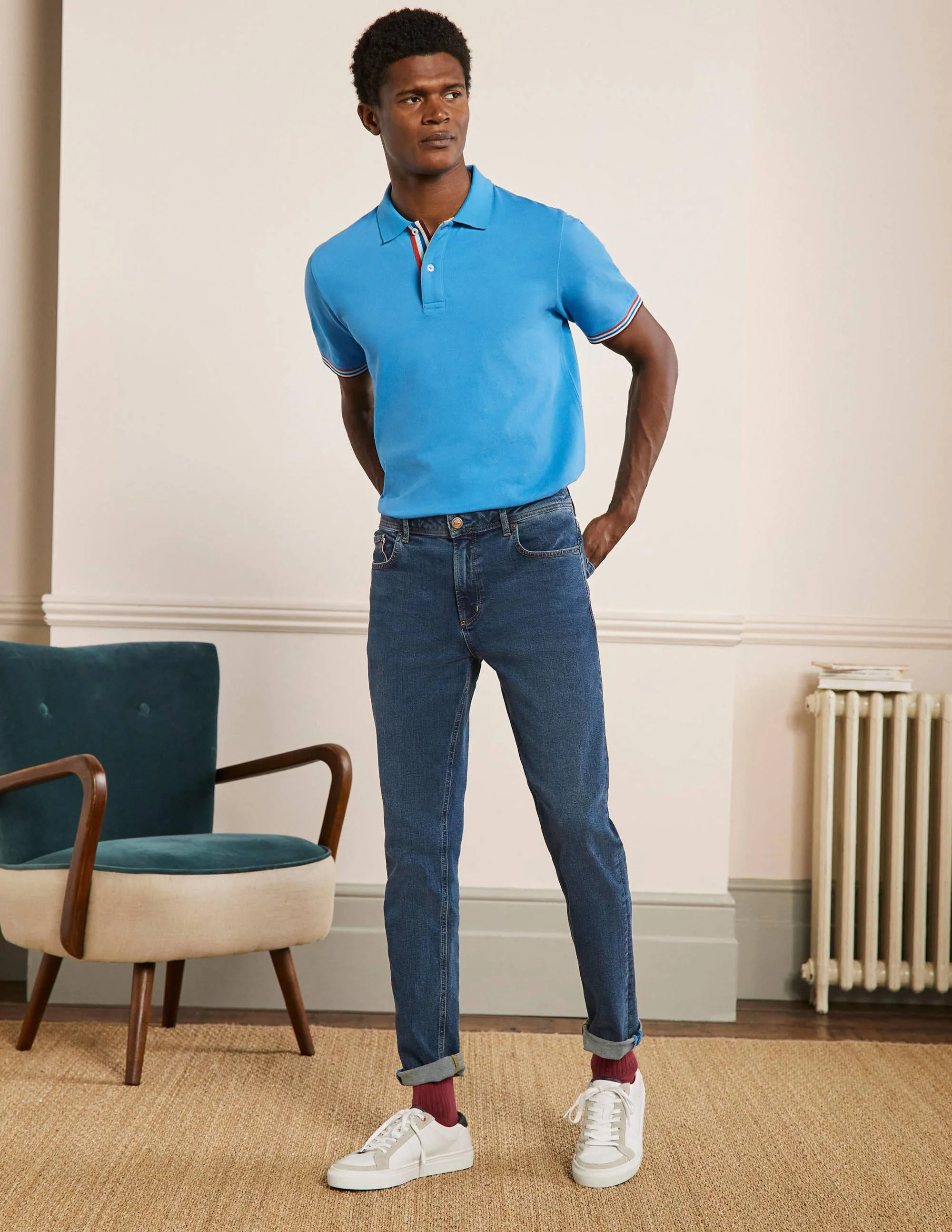 Jeans mit schmalem Bein-Denim, mittlere Waschung