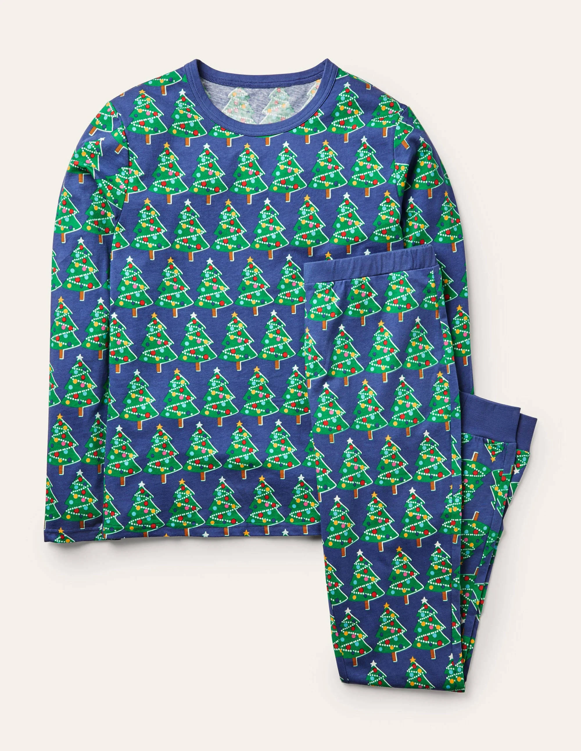 Jerseyschlafanzug-Set-Segelblau, Leuchtende Weihnachtsbäume - Image 5
