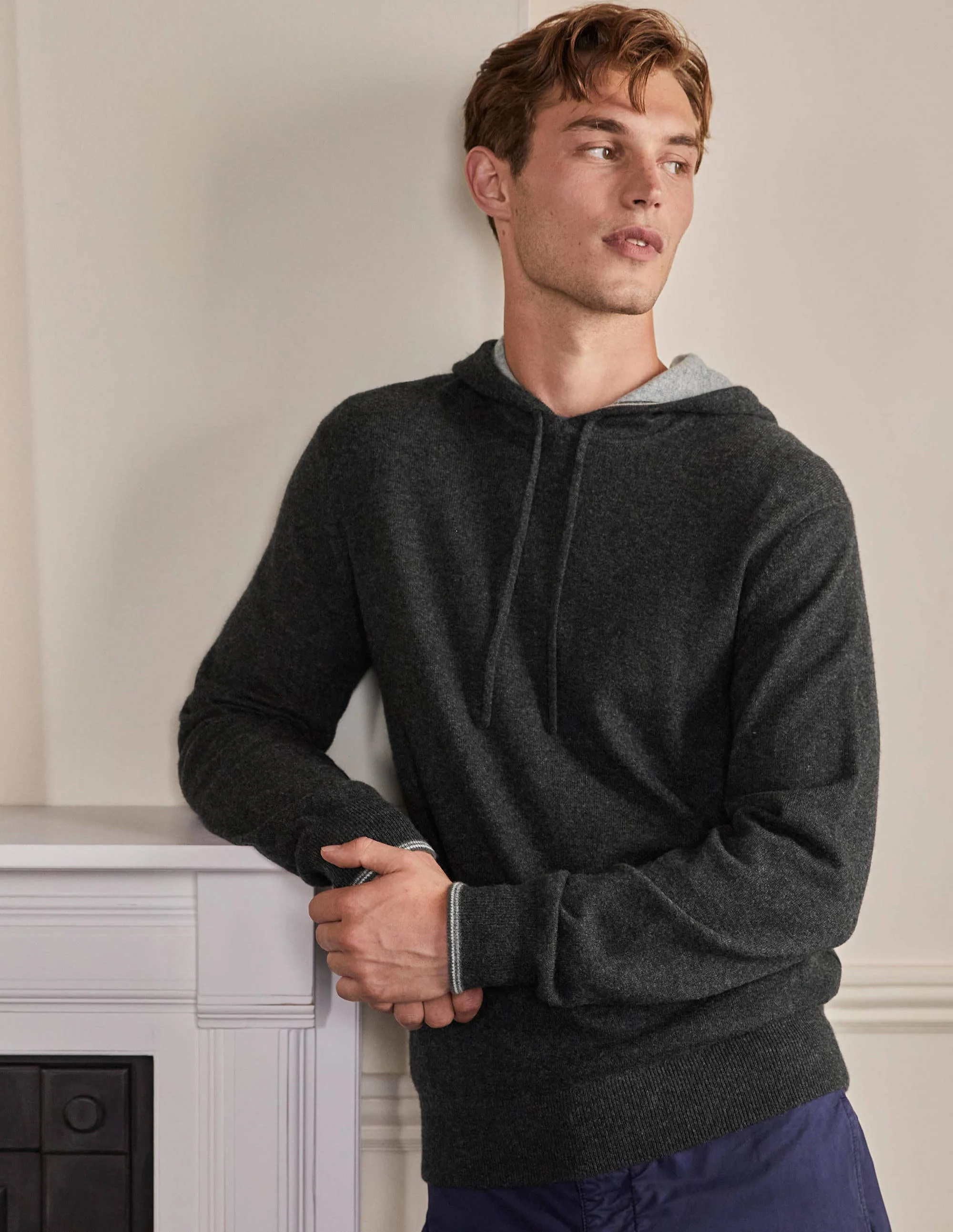 Kaschmir-Kapuzenpullover-Dunkelgrau Melange - Image 4