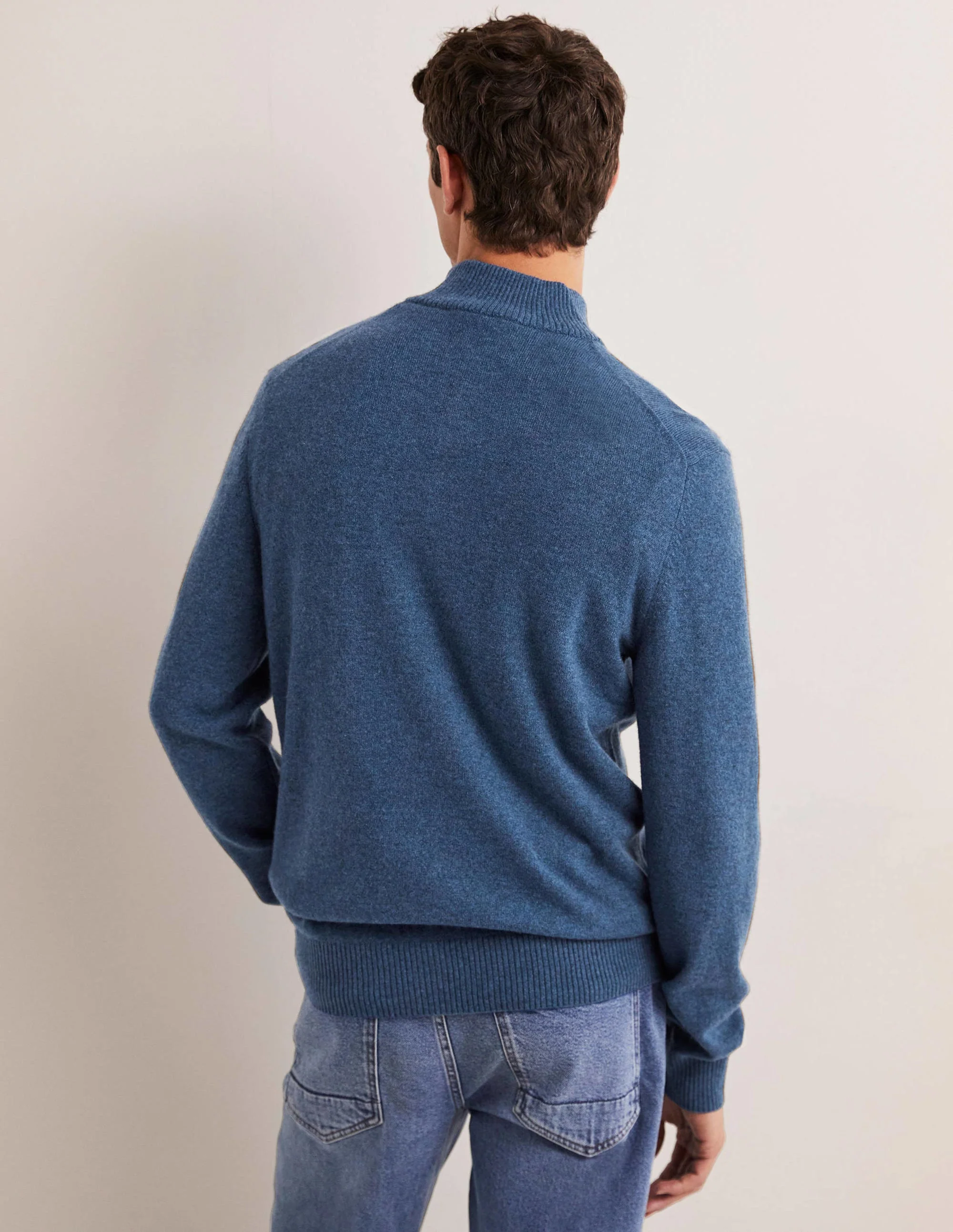 Kaschmirpullover mit halbem Reißverschluss-Blau - Image 3