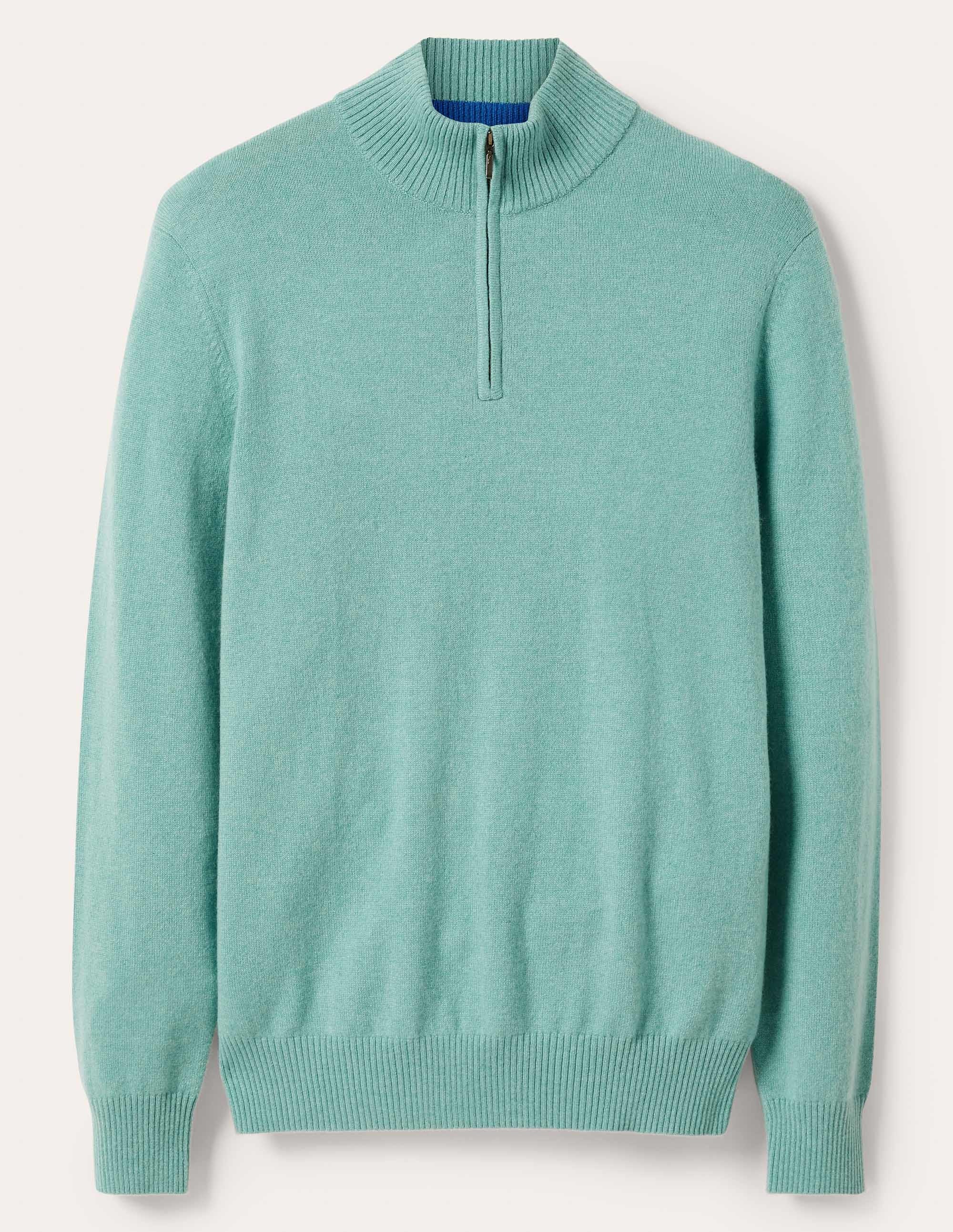 Kaschmirpullover mit halbem Reißverschluss-Bretagne-Blau - Image 6