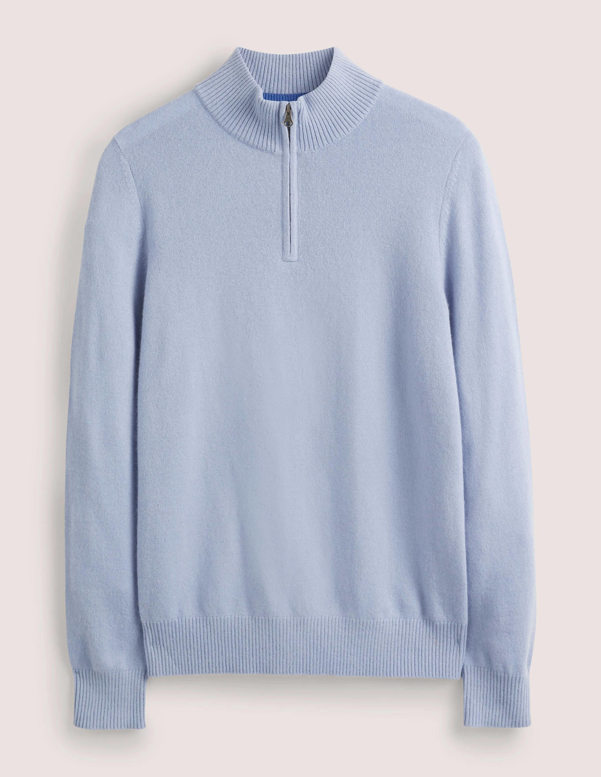 Kaschmirpullover mit halbem Reißverschluss-Eisblau, Heide - Image 5