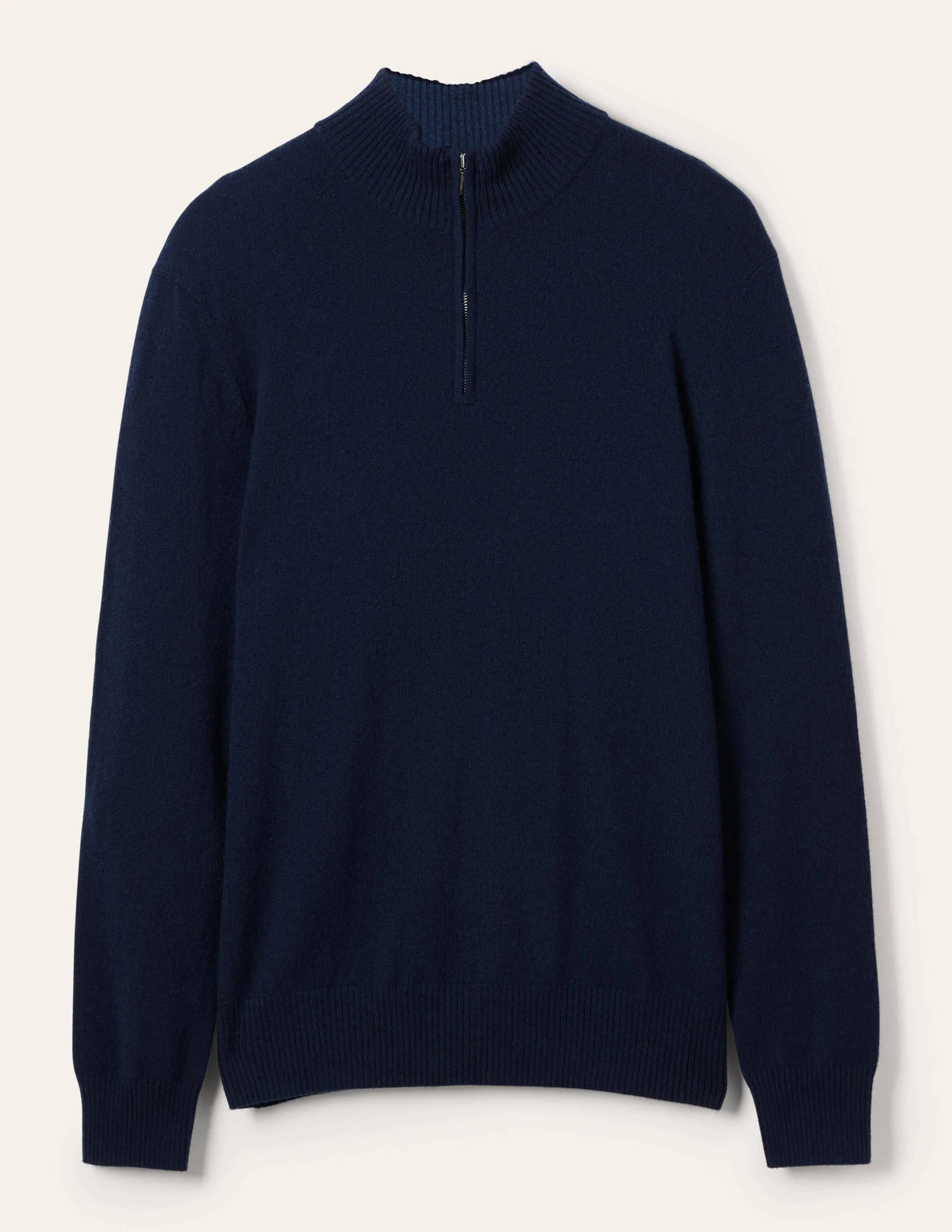 Kaschmirpullover mit halbem Reißverschluss-Marineblau - Image 5