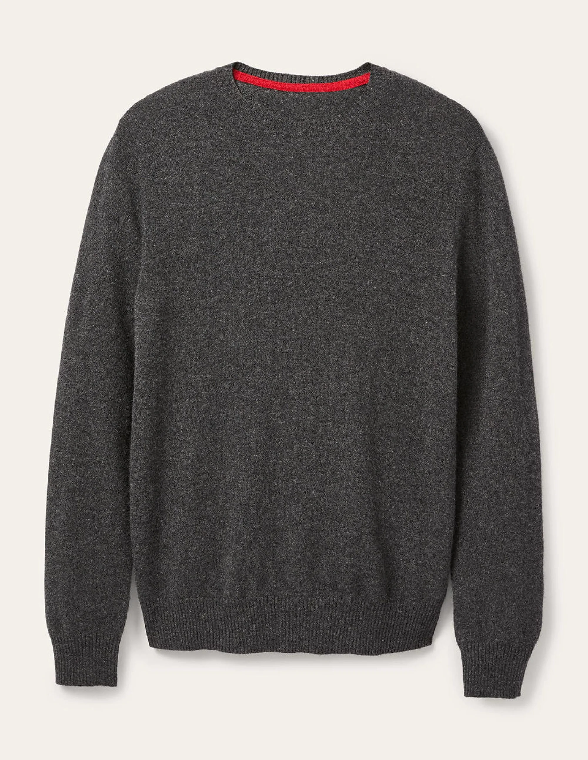 Kaschmirpullover mit Rundhalsausschnitt-Dunkelgrau Melange
