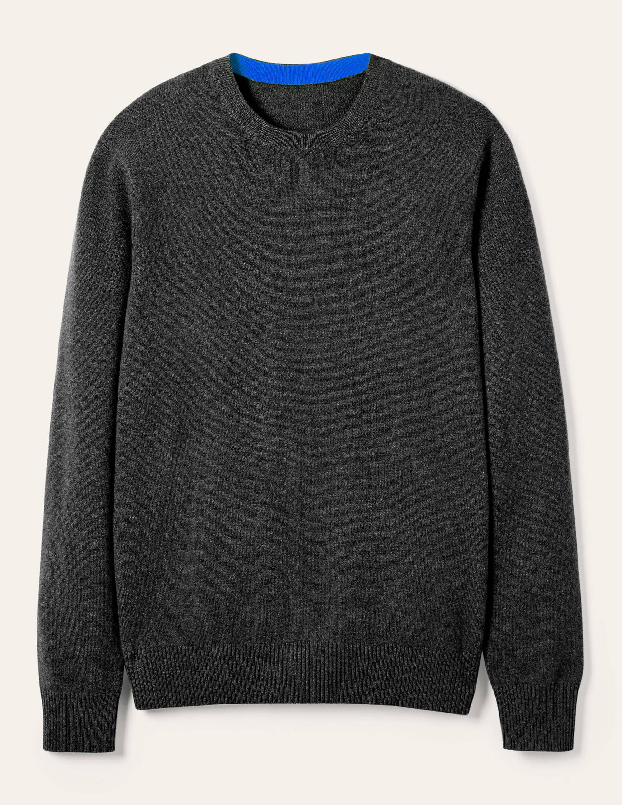 Kaschmirpullover mit Rundhalsausschnitt-Dunkelgrau Melange - Image 5