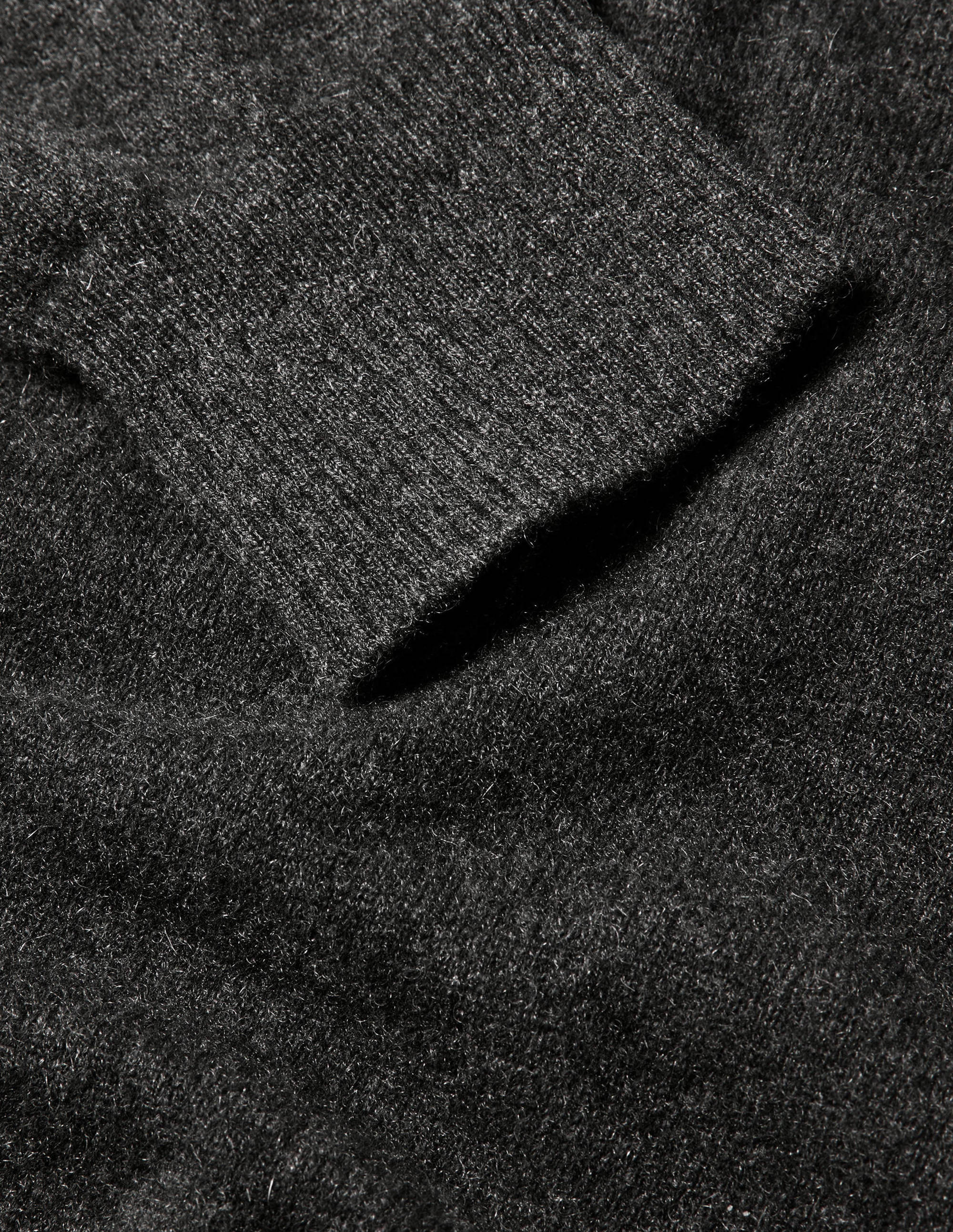 Kaschmirpullover mit Rundhalsausschnitt-Dunkelgrau Melange - Image 6