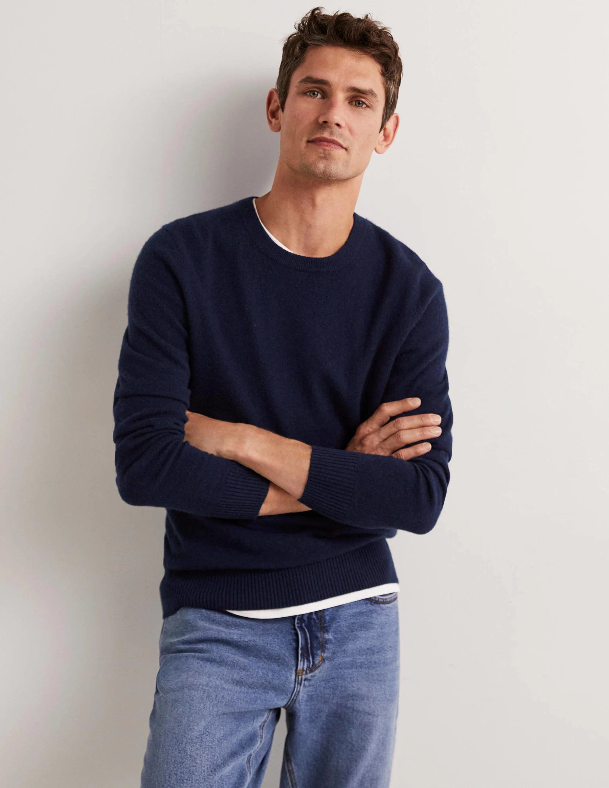Kaschmirpullover mit Rundhalsausschnitt-Marineblau