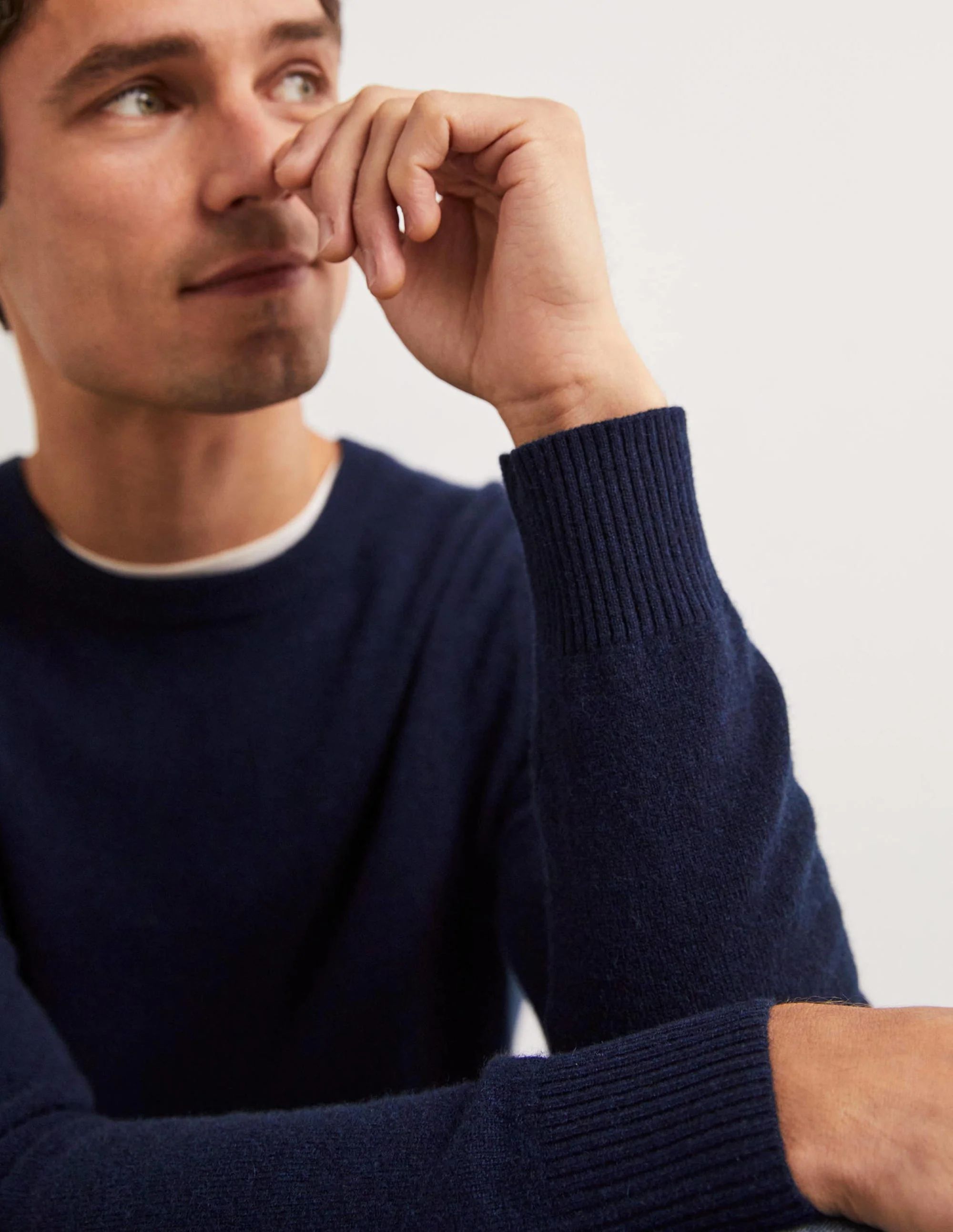 Kaschmirpullover mit Rundhalsausschnitt-Marineblau - Image 6